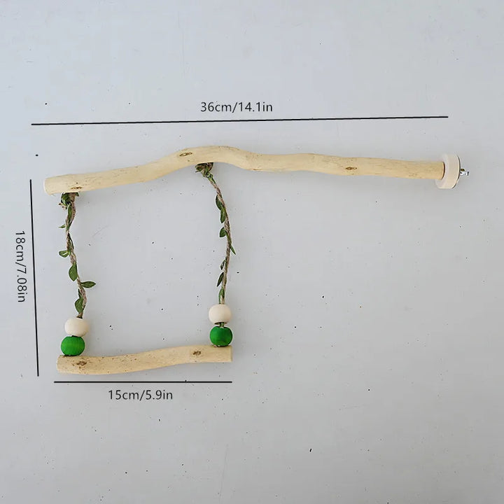 Wood Parrot Stand Pole Double Layer Swing Toy for Bird Tiger Skin Claw Grinding Beak Grinding Stand Pole Bird Cage Accessories