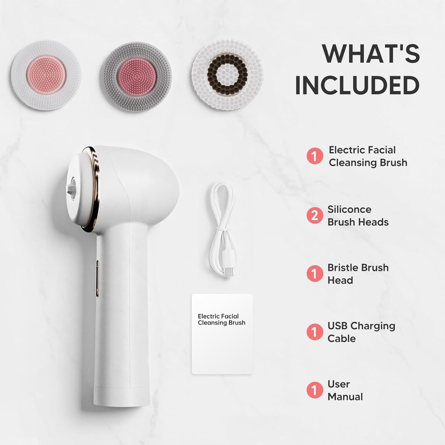 AFEIOFT Facial Cleansing Brush for Teen Girls, Electric Bidirectional Rotating Face Scrubber for Deep Pore Cleansing, Rechargeable Waterproof Facial Exfoliator, Skincare Gifts for Girls Teens Her