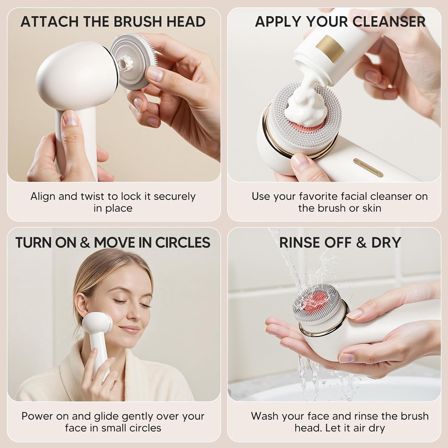 AFEIOFT Facial Cleansing Brush for Teen Girls, Electric Bidirectional Rotating Face Scrubber for Deep Pore Cleansing, Rechargeable Waterproof Facial Exfoliator, Skincare Gifts for Girls Teens Her