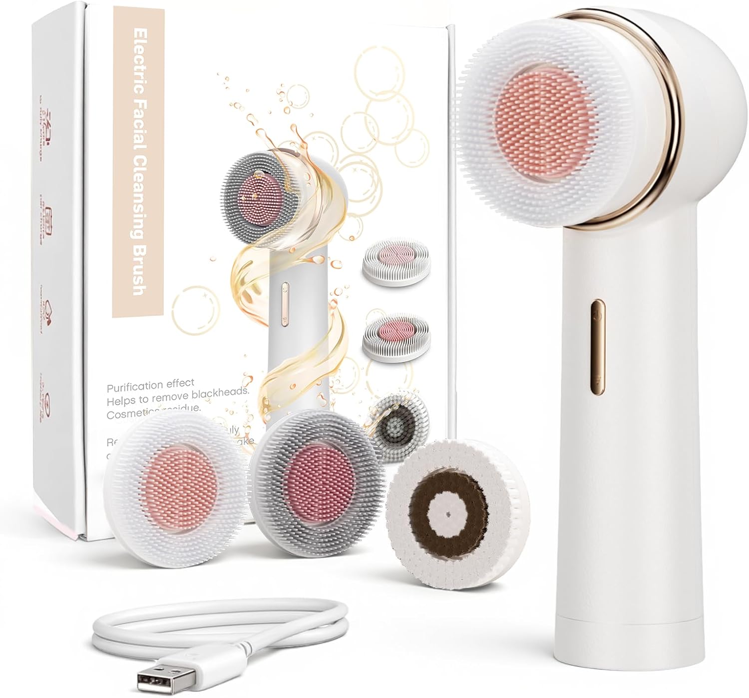 AFEIOFT Facial Cleansing Brush for Teen Girls, Electric Bidirectional Rotating Face Scrubber for Deep Pore Cleansing, Rechargeable Waterproof Facial Exfoliator, Skincare Gifts for Girls Teens Her