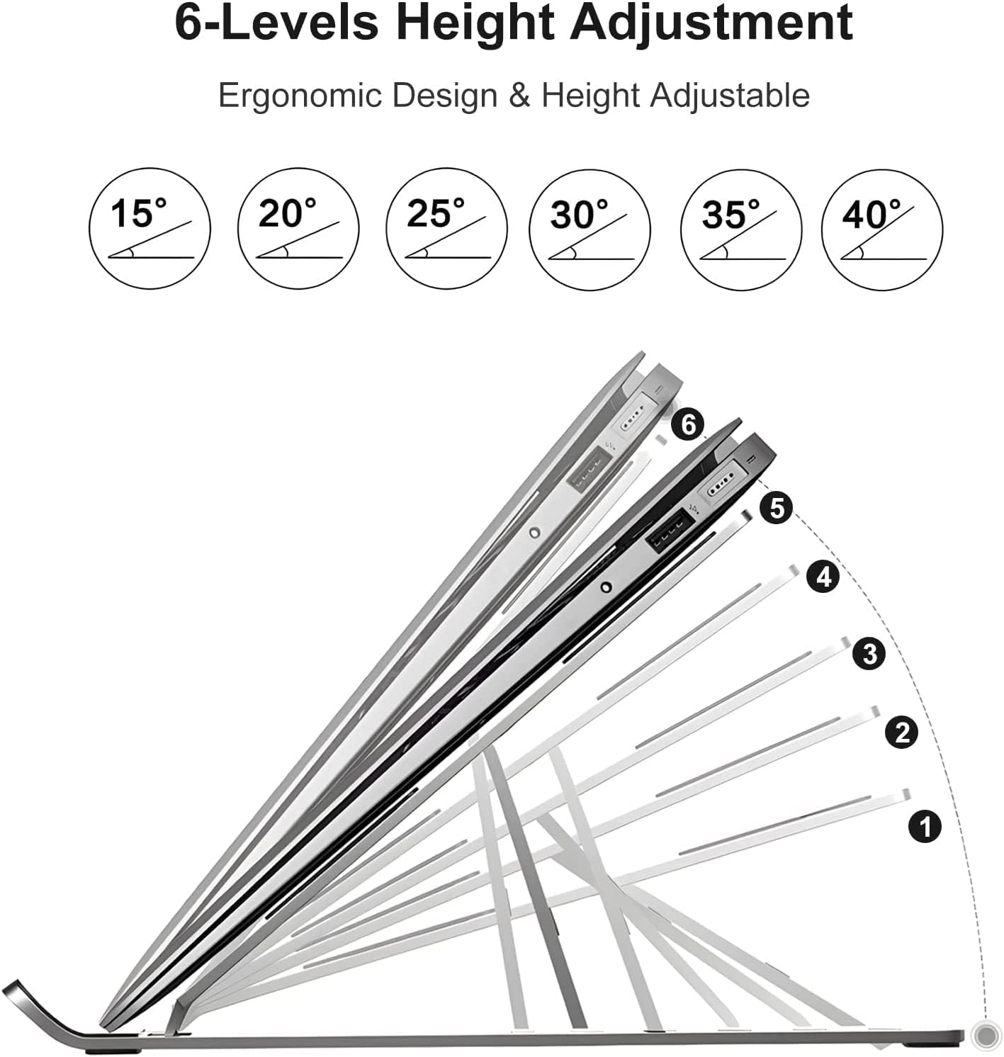 Adjustable Height Laptop Riser, Ergonomic Laptop Stand, Aluminum Alloy Notebook Stand, Fits 10-17 Inch Laptops & Tablets, for Home/Office