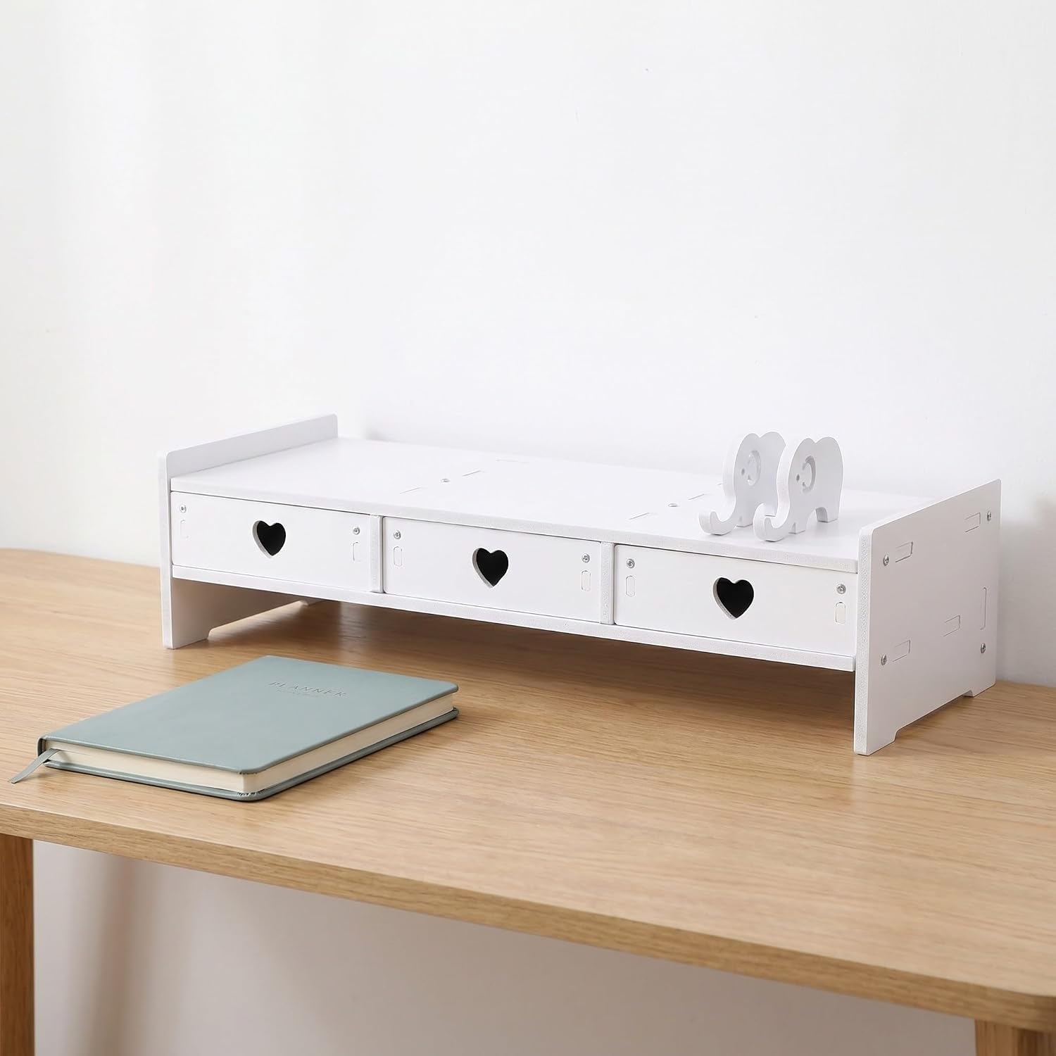Desktop Monitor Riser Stand with Drawers and Storage Organizer