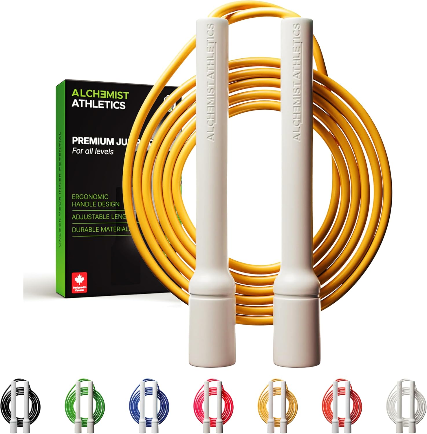 Alchemist Athletics Speed Jump Rope – Adjustable 10ft Skipping Rope for Women, Men & Kids, Beginner Friendly with 5mm PVC Cord, Shatterproof Handles, Tangle-Free for Boxing, CrossFit, HIIT, Cardio, Fitness & Home Workout