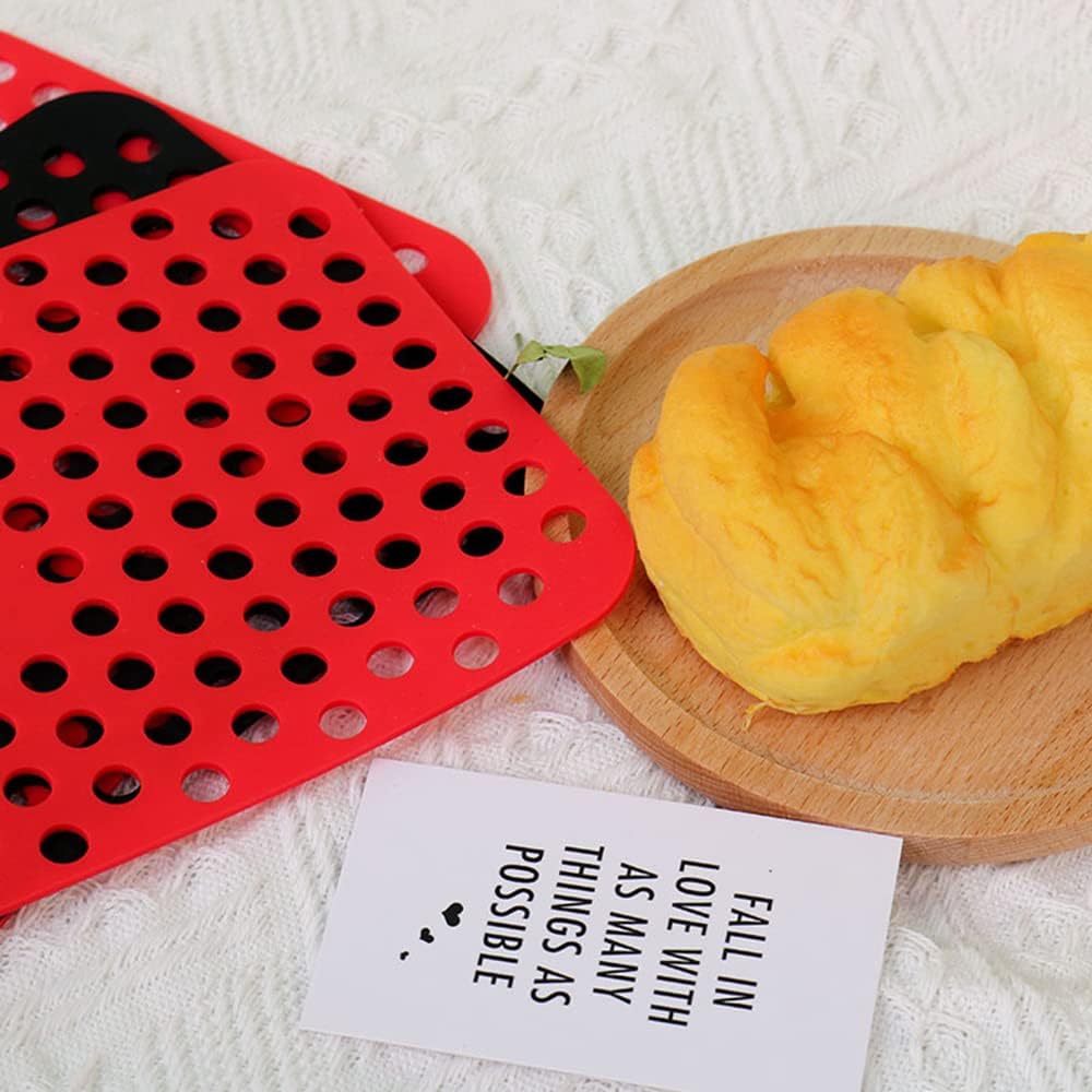 Amison 4 Pack Air Fryer Liners - Double Basket Silicone Mats for Dual Basket Air Fryers - Reusable Non-Stick Silicone Air Fryer Mats Replacement for Parchment Paper