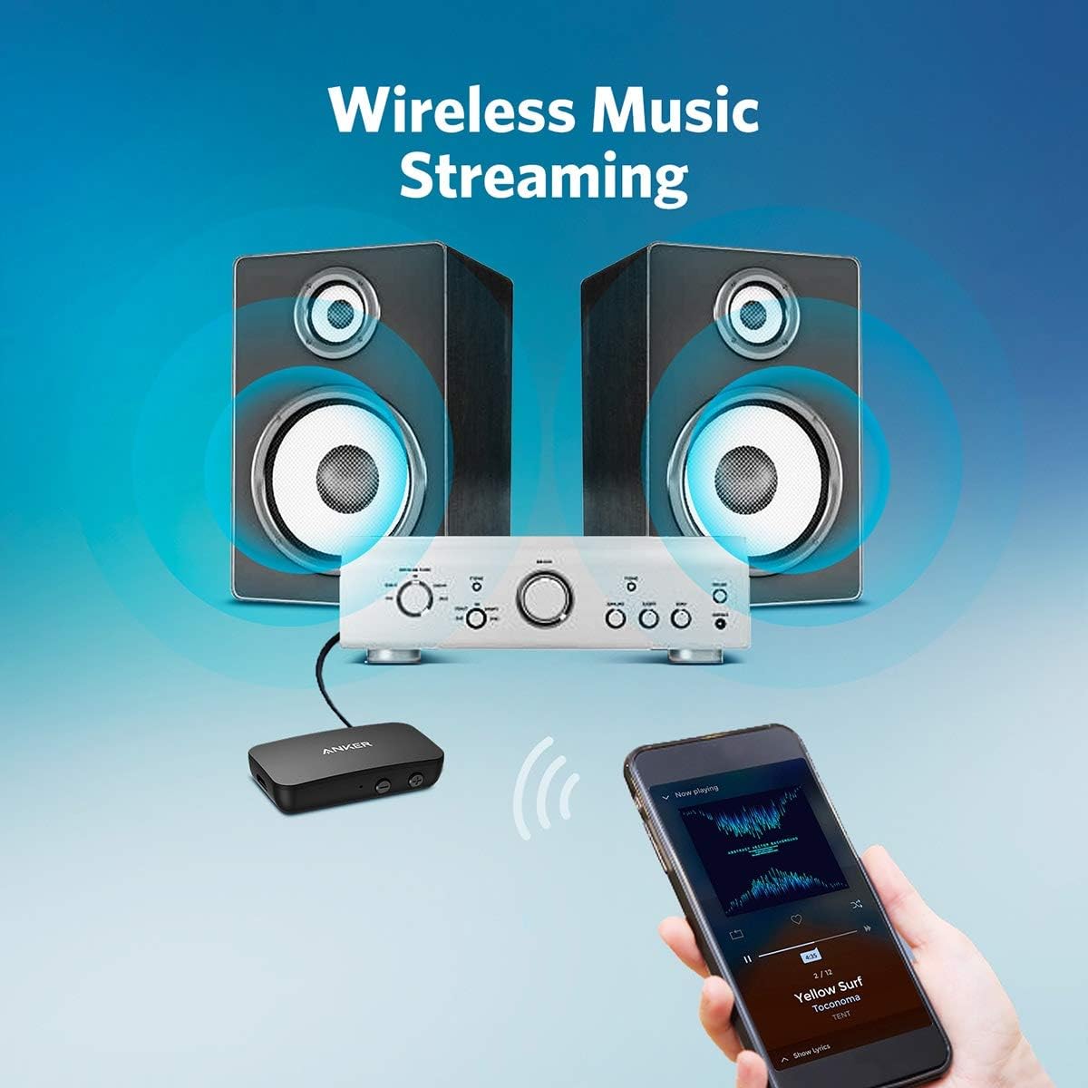 Anker Soundsync A3352 Bluetooth Receiver for Music Streaming with Bluetooth 5.0, 12-Hour Battery Life, Dual Device Connection, for Car, Home Stereo, Headphones, Speakers (Renewed) thumbnail 2