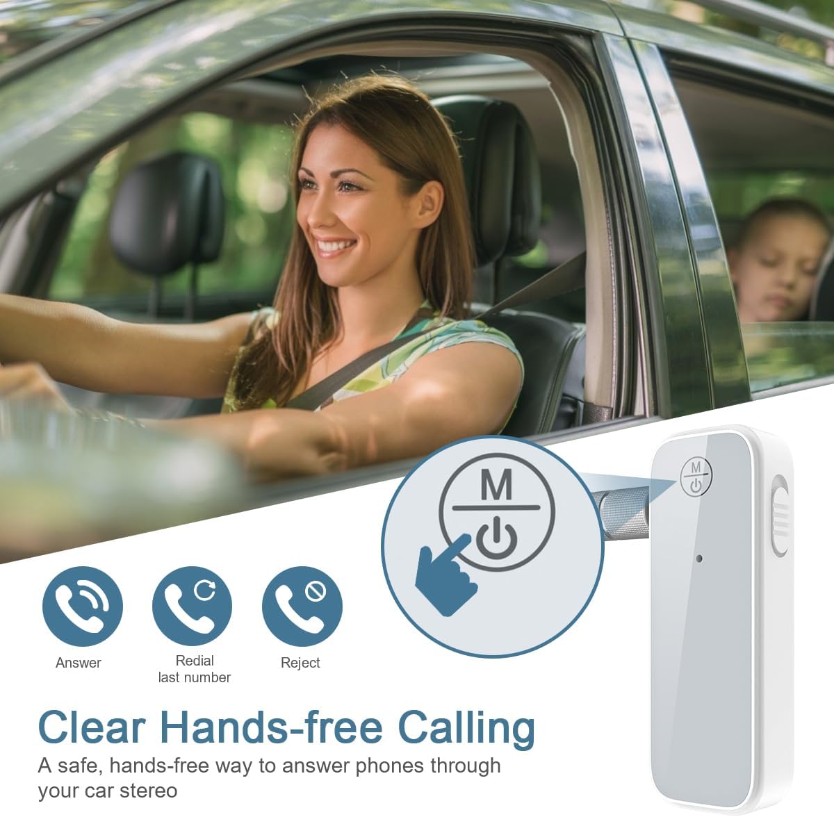 Newest Mini Aux Bluetooth Adapter, Bluetooth 5.3 Receiver, 2 in 1 Bluetooth Transmitter & Receiver for Car, Suitable for Cars, Speakers, Stereo Systems and Headphones, White