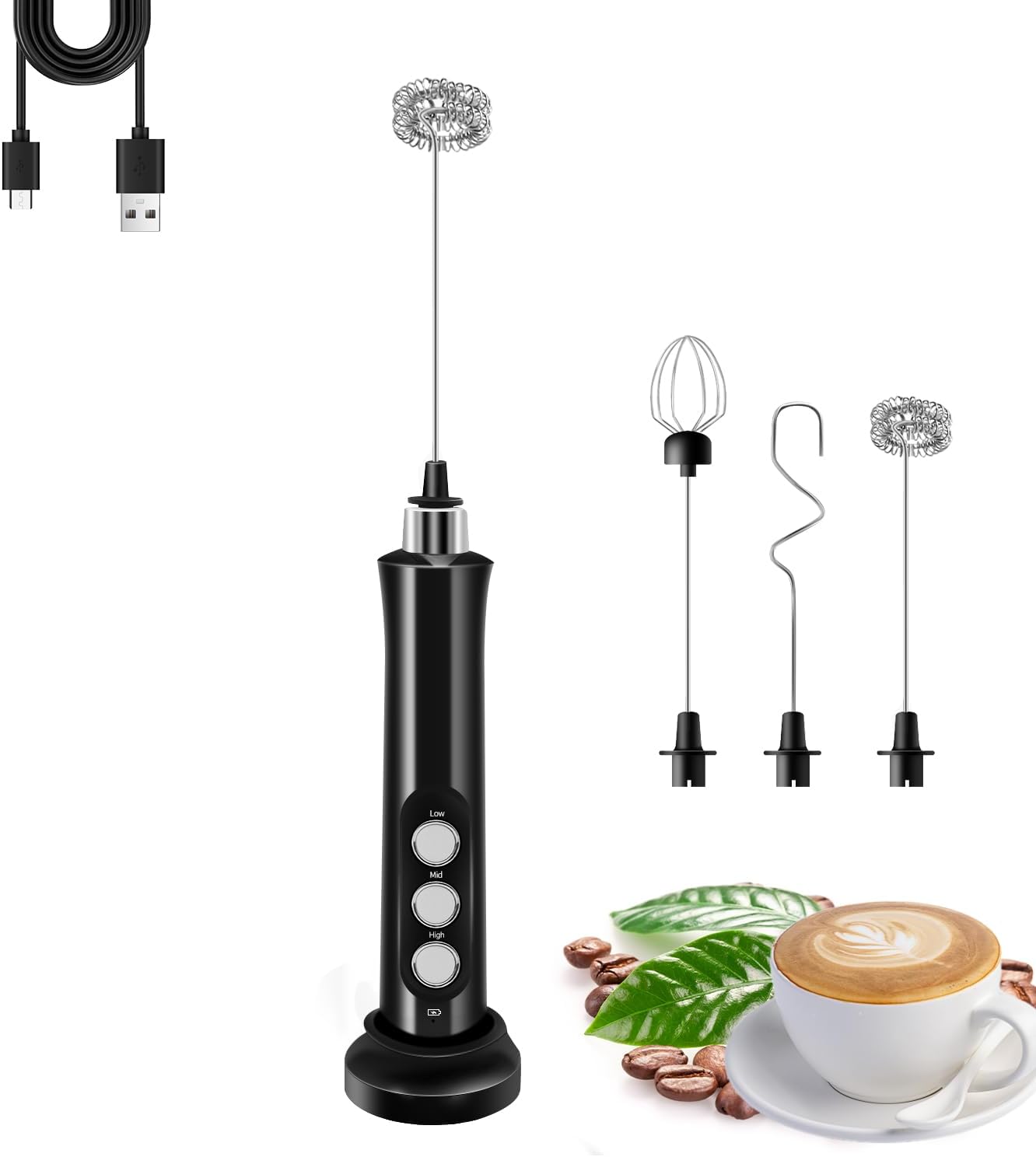 Mousseur à lait rechargeable portatif