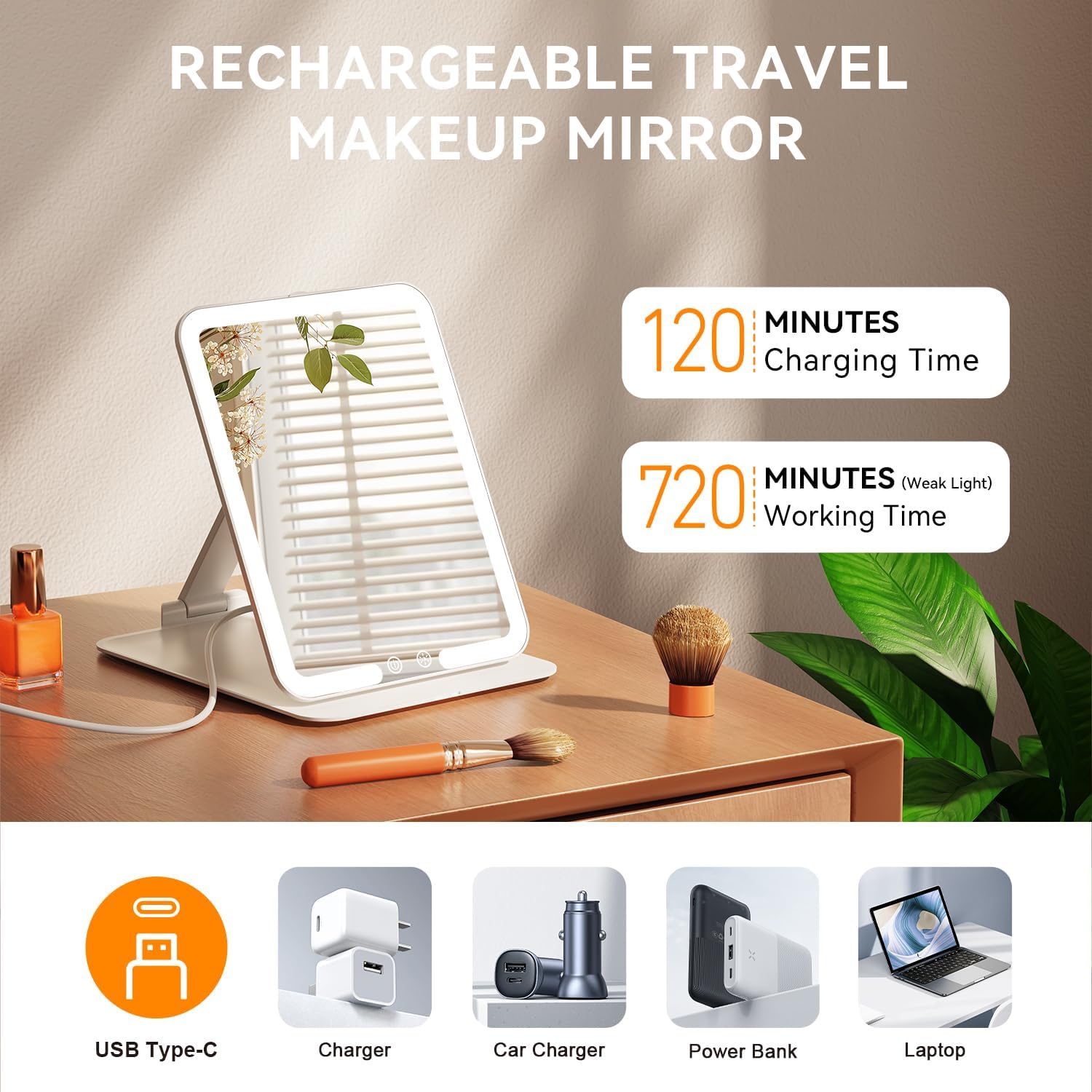 Miroir maquillage LED pliable Auxmir