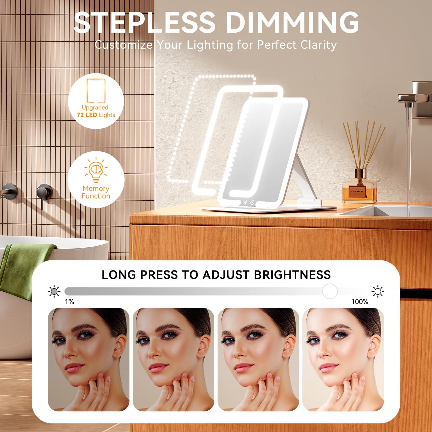 Miroir maquillage LED pliable Auxmir