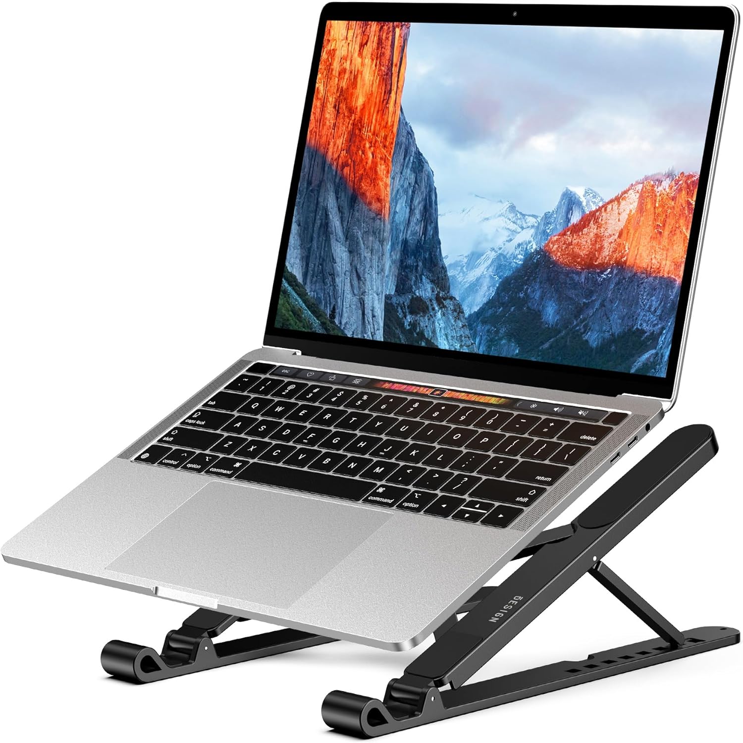 Besign LS01 Pro Ergonomic Laptop Stand for Desk, Portable and Adjustable Computer Holder, Ventilated Cooling Pad Notebook Riser Compatible with 10-15.6" Laptops (Black) thumbnail 1