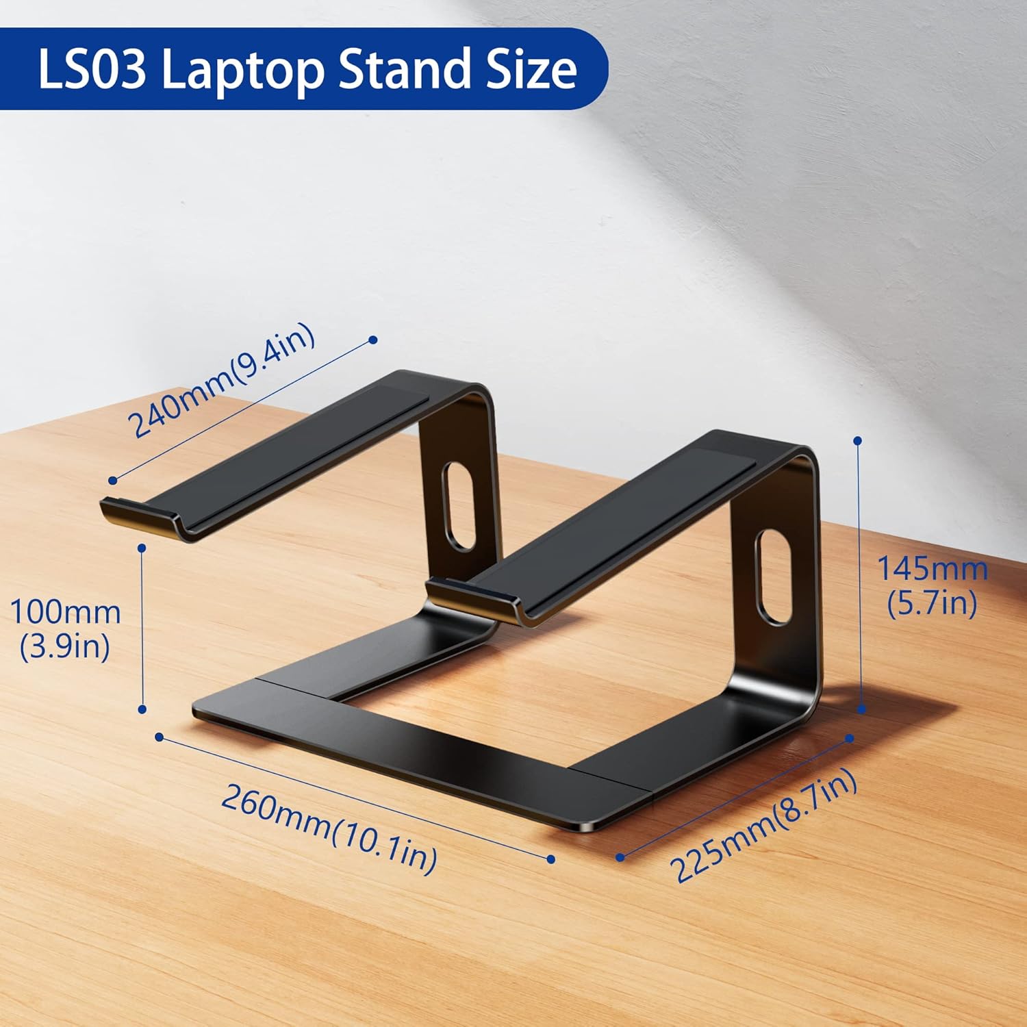 BESIGN LS03 Aluminum Laptop Stand, Ergonomic Detachable Computer Stand, Riser Holder Notebook Stand Compatible with Air, Pro, Dell, HP, Lenovo More 10-15.6" Laptops (Black)