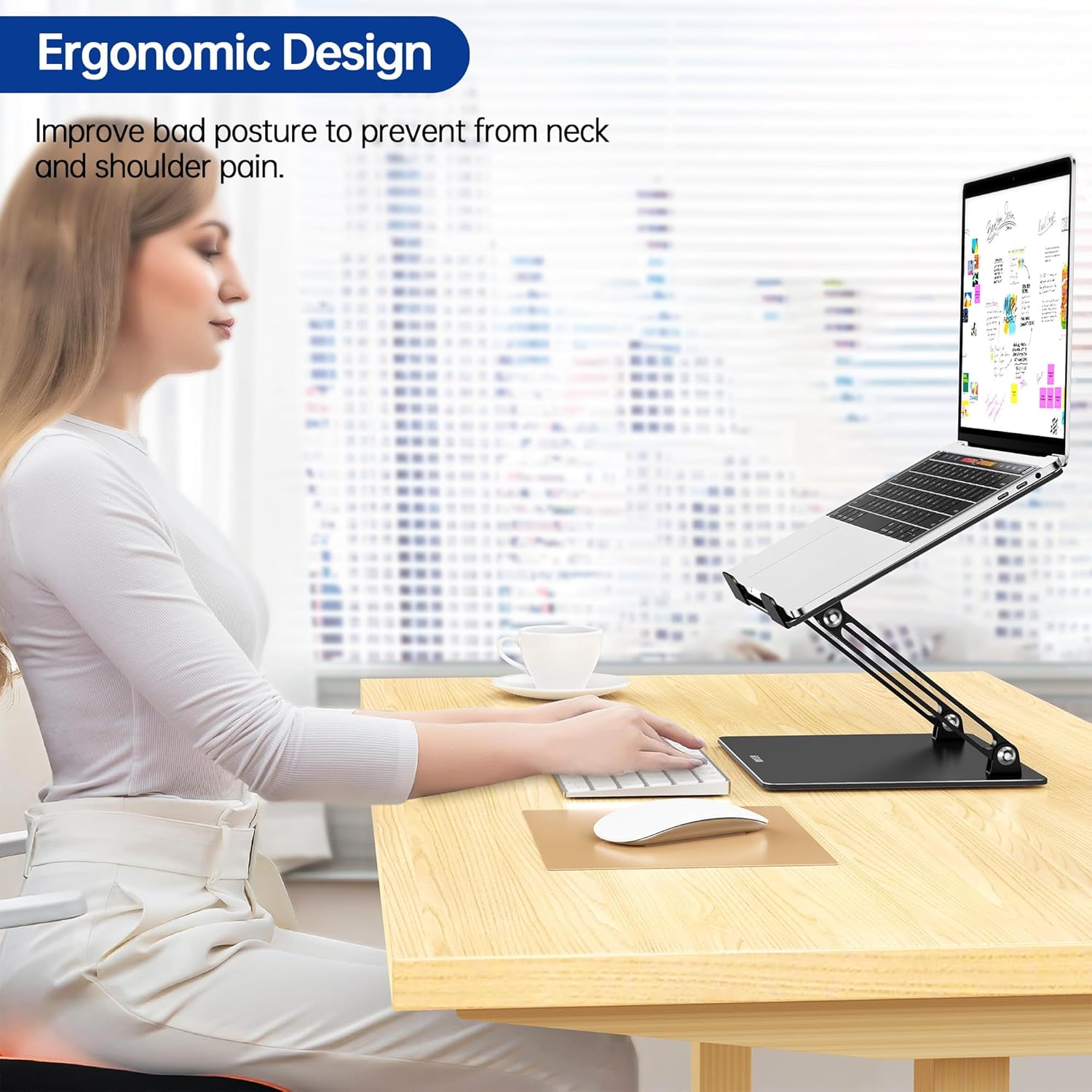 Besign LS10 Laptop Stand for Desk, Ergonomic Adjustable Notebook Tablet Stand, Riser Holder Computer Stand Compatible with Air, Pro, Dell, HP, Lenovo More 10-14" Laptops, Lapdesks 