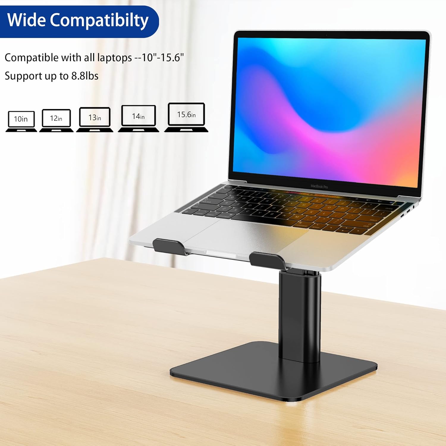 Besign LSX6N Aluminum Laptop Stand, Ergonomic Adjustable Notebook Stand, Riser Holder Computer Stand Compatible with Air, Pro, Dell, HP, Lenovo More 10-14" Laptops, Black