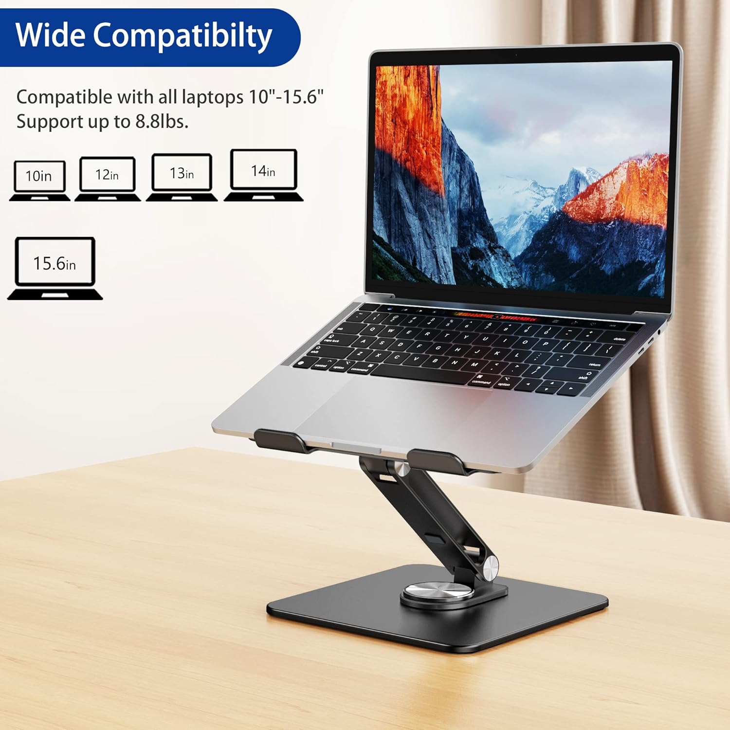 BESIGN LSX7 Laptop Stand with 360° Rotating Base, Ergonomic Adjustable Notebook Stand, Riser Holder Computer Stand Compatible with Air, Pro, Dell, HP, Lenovo More 10-15.6" Laptops, thumbnail 3