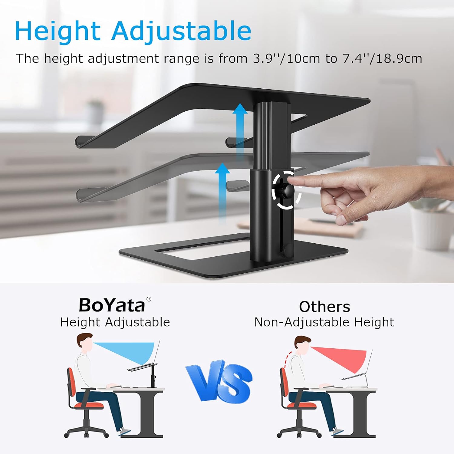 BoYata Laptop Stand, Height Adjustable Laptop Riser for 11-17" Laptops