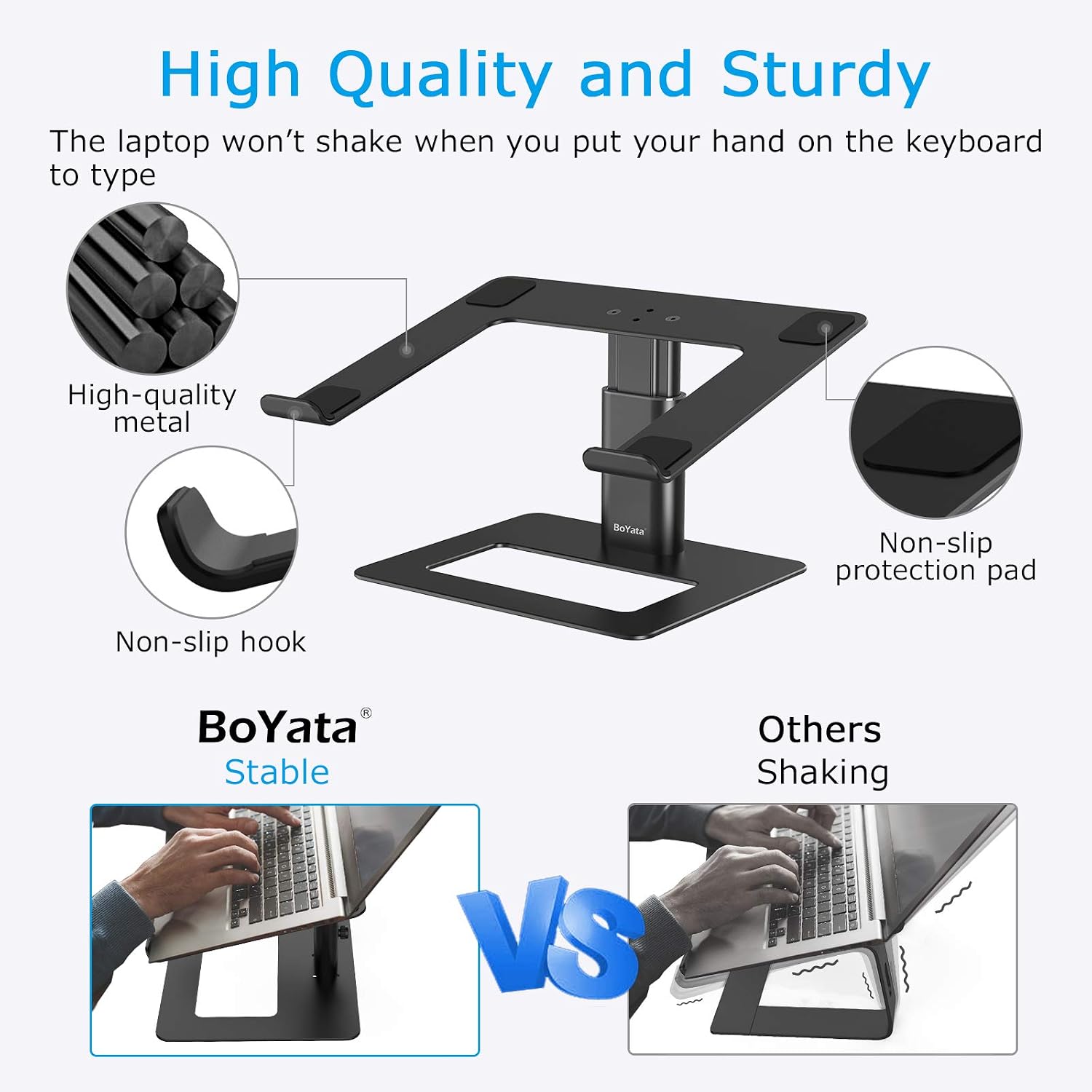 BoYata Laptop Stand, Height Adjustable Laptop Riser for 11-17" Laptops