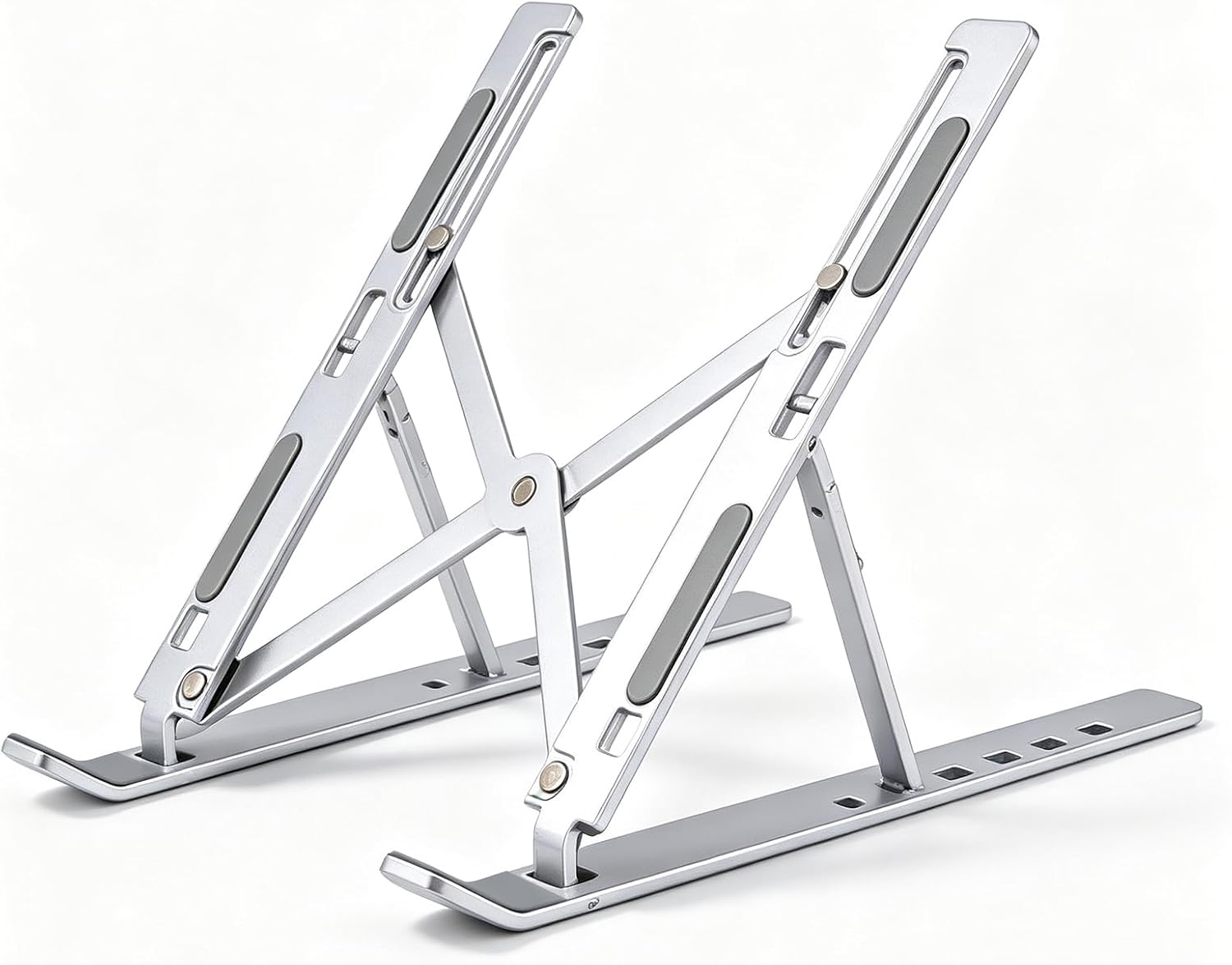Laptop Stand, Adjustable Computer Stand, Ergonomic Laptop Riser, Foldable & Portable, Fits Laptops, Silver