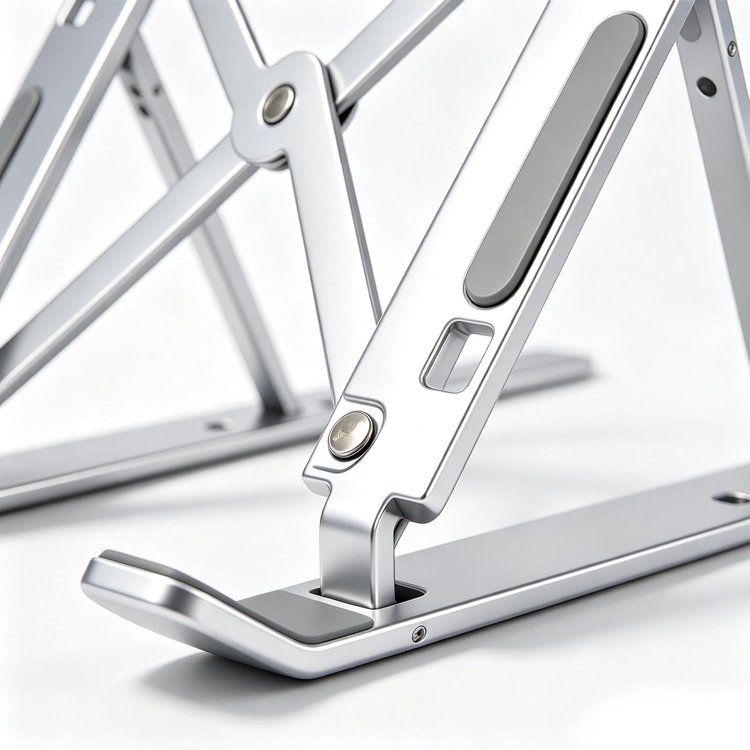 Laptop Stand, Adjustable Computer Stand, Ergonomic Laptop Riser, Foldable & Portable, Fits Laptops, Silver