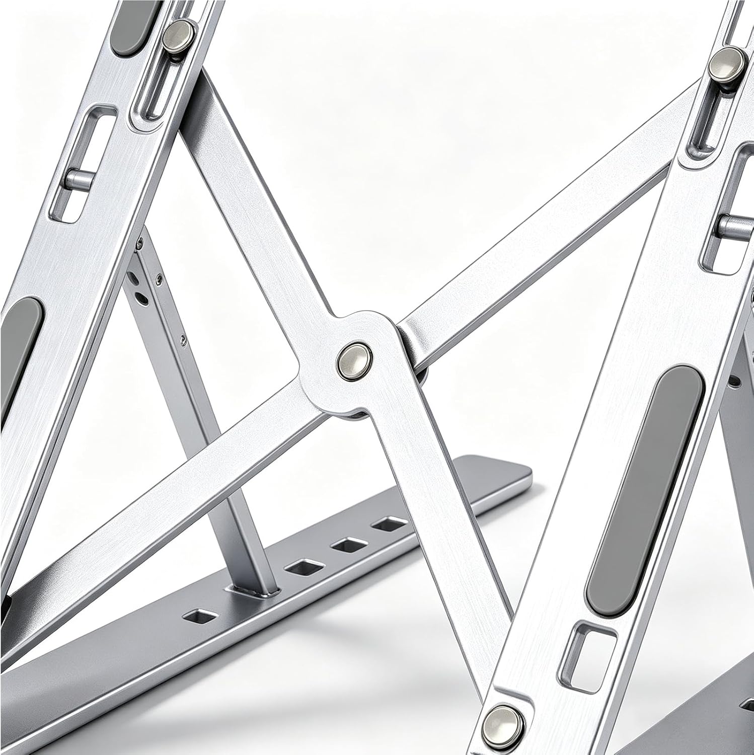 Laptop Stand, Adjustable Computer Stand, Ergonomic Laptop Riser, Foldable & Portable, Fits Laptops, Silver