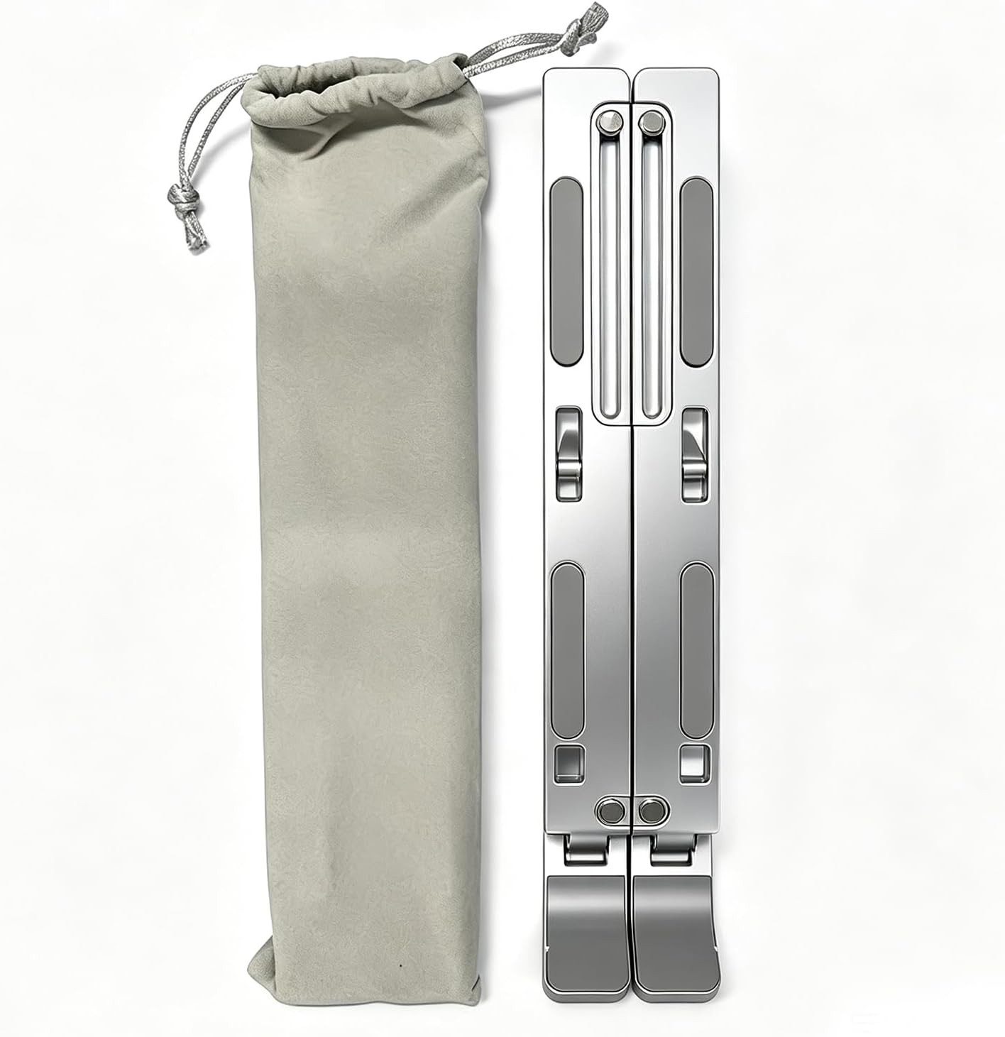 Laptop Stand, Adjustable Computer Stand, Ergonomic Laptop Riser, Foldable & Portable, Fits Laptops, Silver