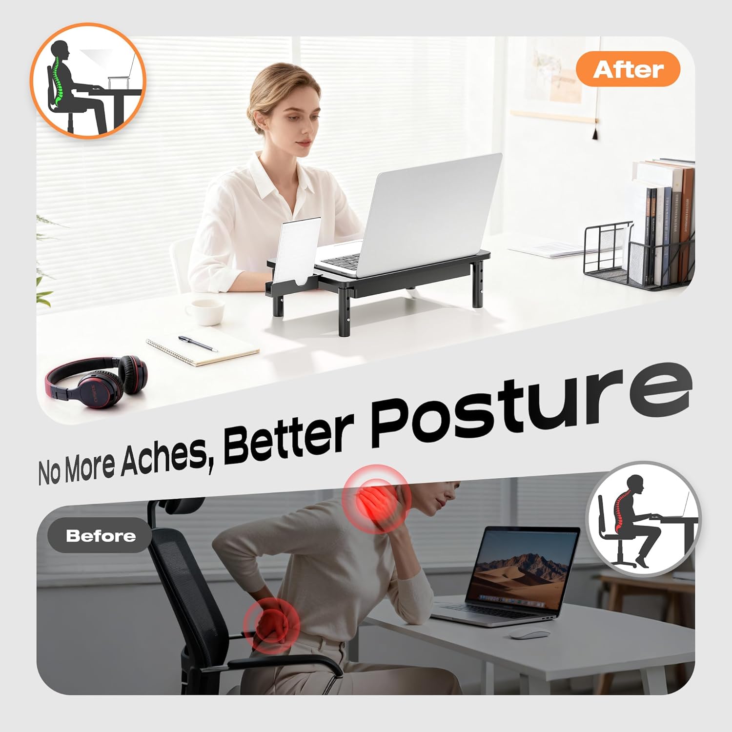 Computer Monitor Stand Riser with Storage, 3 Height Adjustable Laptop Desktop Monitor Stand with Drawer, Metal Short Printer Table, Stand Riser for Desk, Office Desk Organizers and