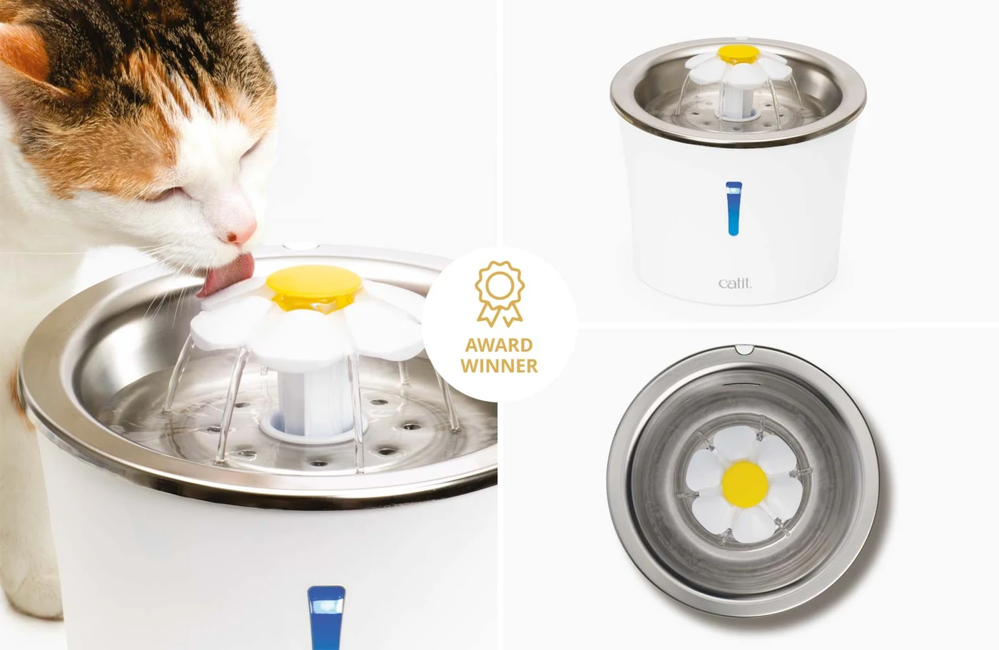 Fontaine à eau Catit Flower avec dessus inox, 3 L