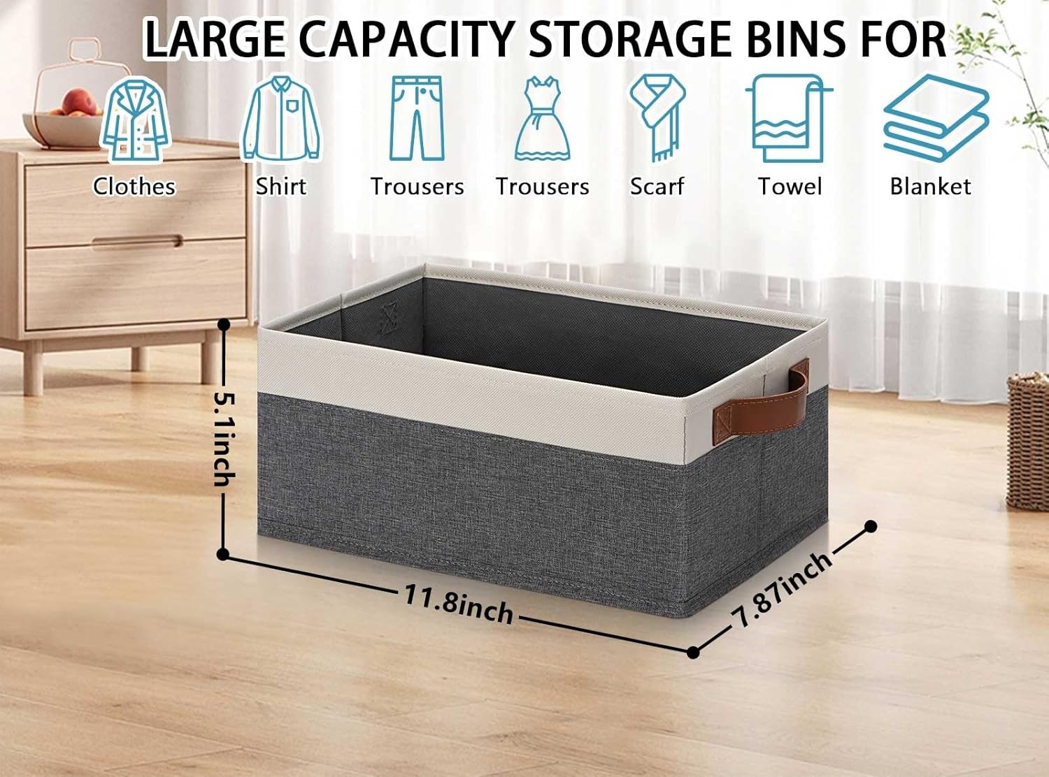 Bacs de rangement pliables en tissu, lot de 6