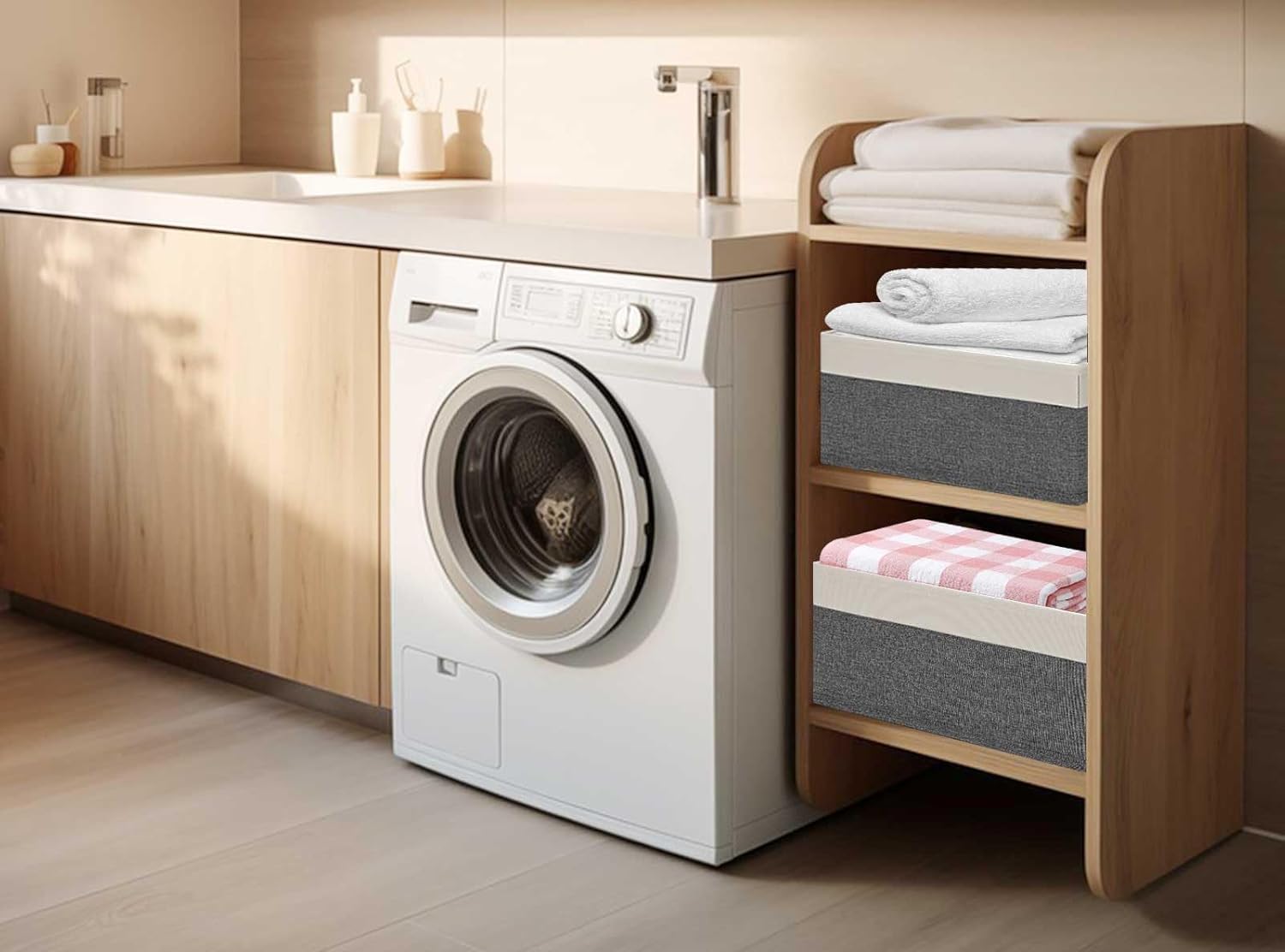 Bacs de rangement pliables en tissu, lot de 6