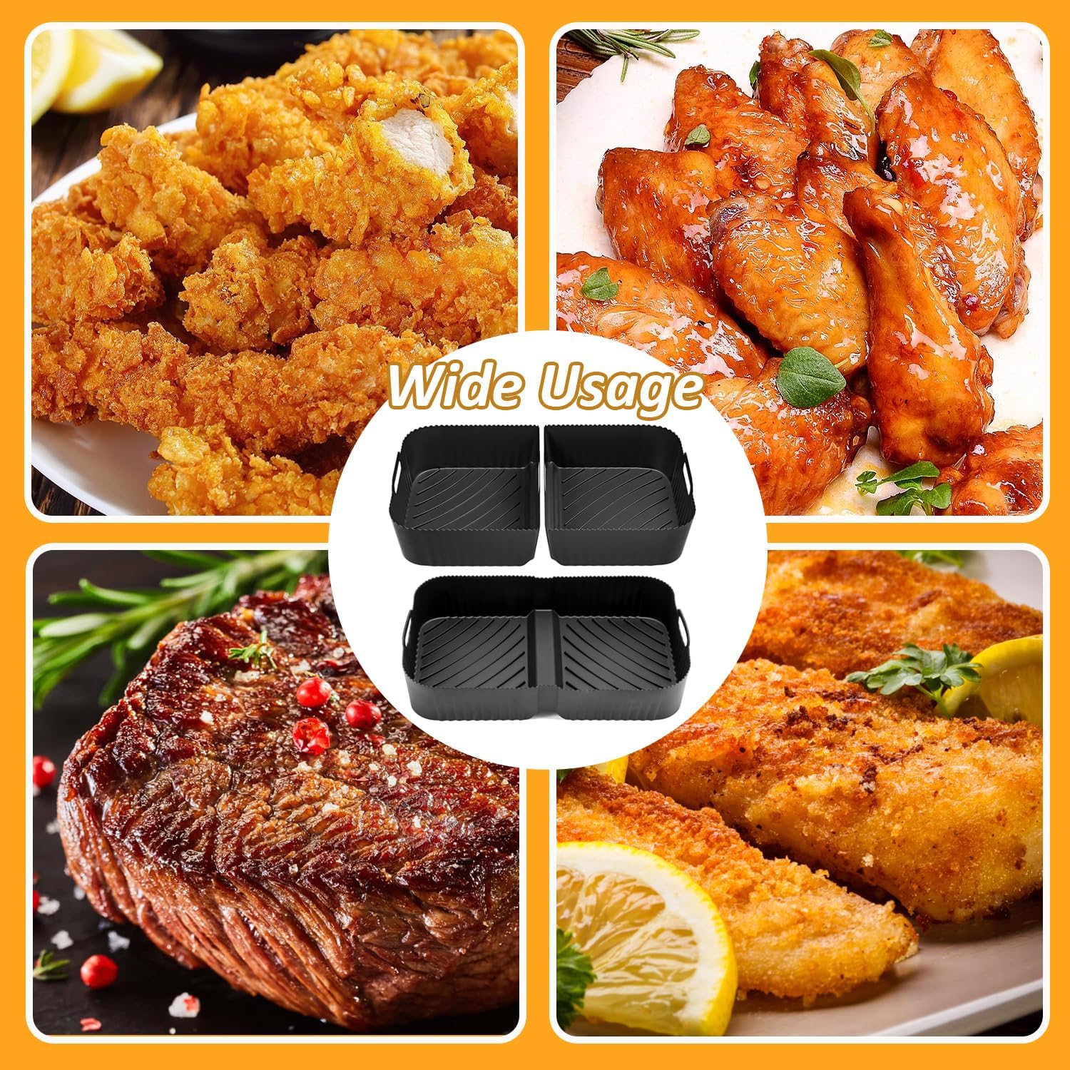 Air Fryer Silicone Liner for Ninja Foodi DZ071 7-QT/Instant Vortex 9 Qt, 3PCS Reusable Silicone Air Fryer Liner Accessories for 7-QT/11-QT Dualzone Airfryer (3.5QT+7QT)