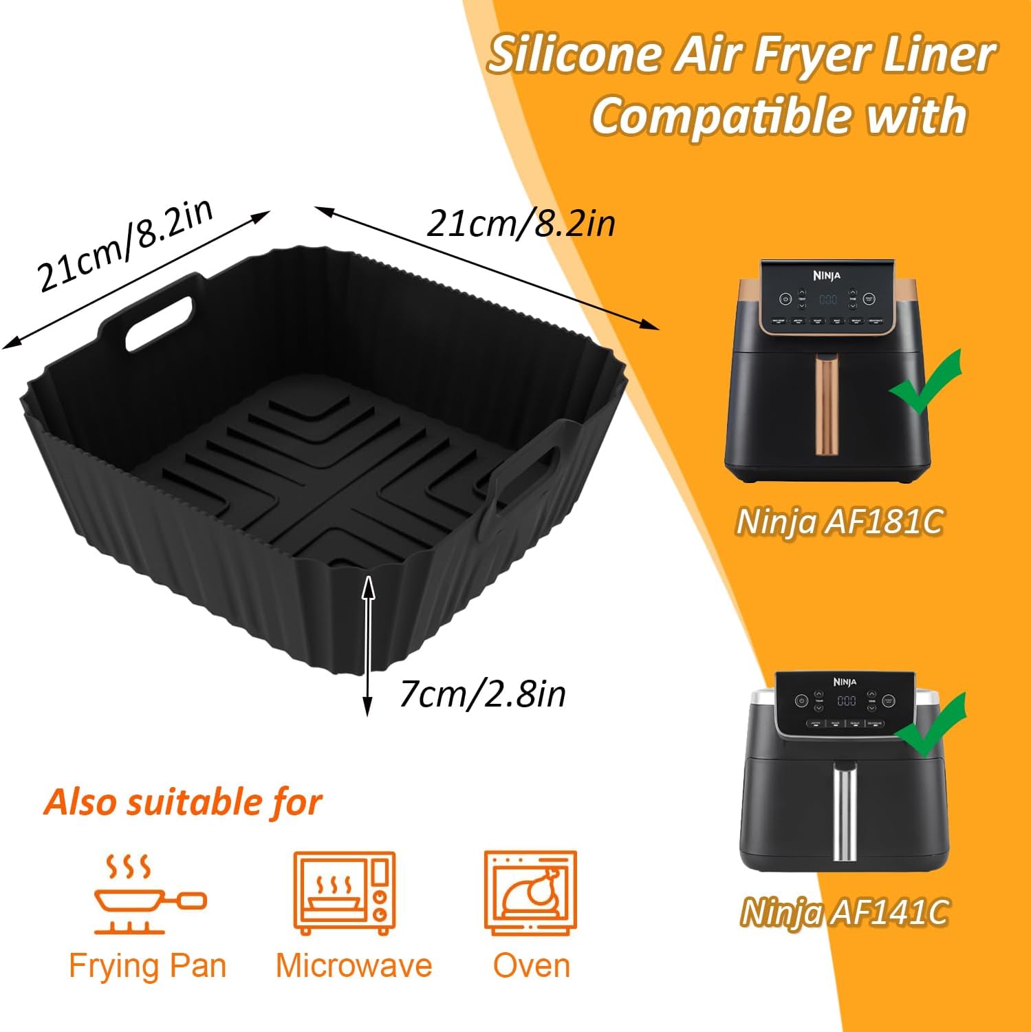 Silicone Air Fryer Liner Reusable for Ninja Air Fryer Pro XL AF181C, AF141C | Air Fryer Liner Compatible with COSORI Air Fryer 4.7L/5.5L/6.4L thumbnail 2
