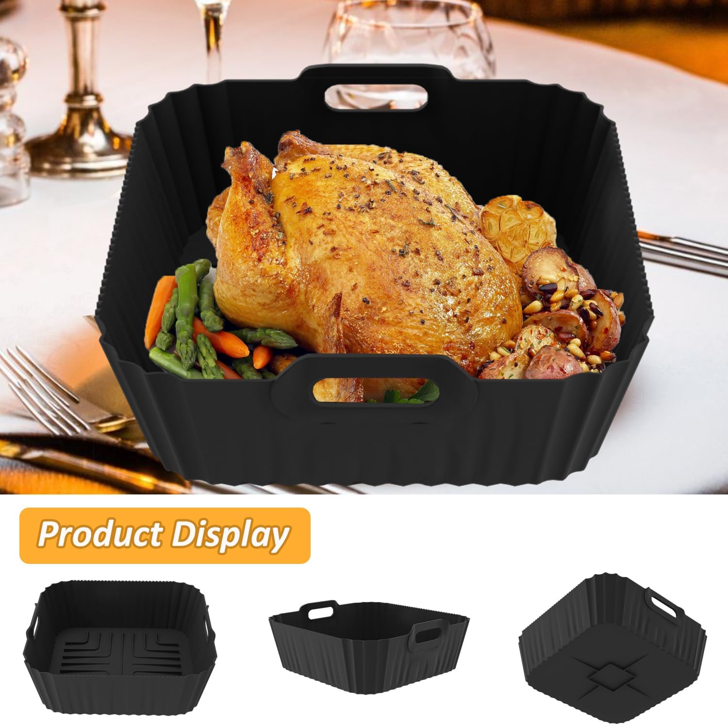 Silicone Air Fryer Liner Reusable for Ninja Air Fryer Pro XL AF181C, AF141C | Air Fryer Liner Compatible with COSORI Air Fryer 4.7L/5.5L/6.4L thumbnail 5