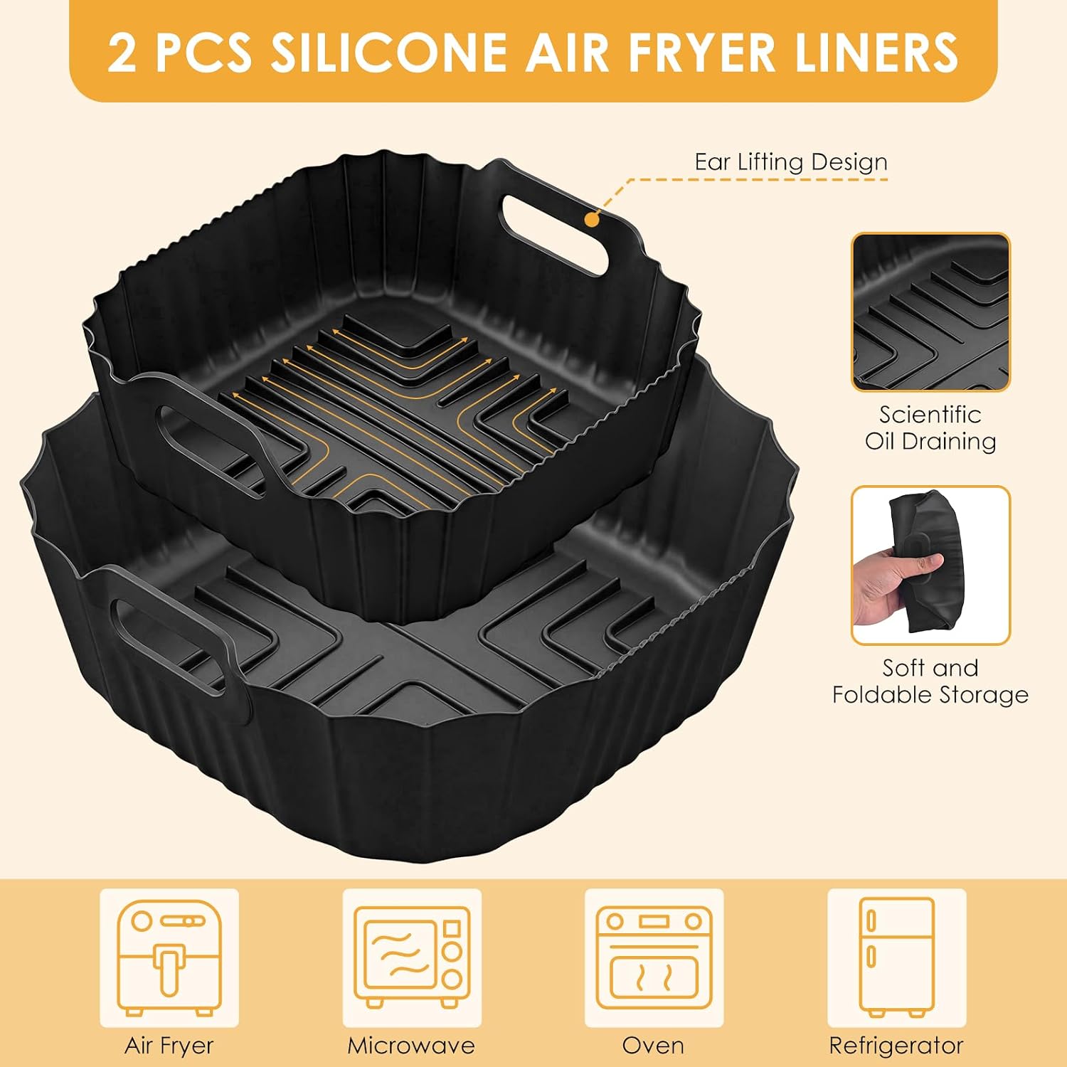 DBNESS 2 PCS Silicone Air Fryer Liners for Ninja Crispi 4 QT & 6 Cup Containers, Anti-Slip Silicone Heat Resistant Mat, Reusable Air Fryer Accessories Compatible with Ninja Crispi  thumbnail 3