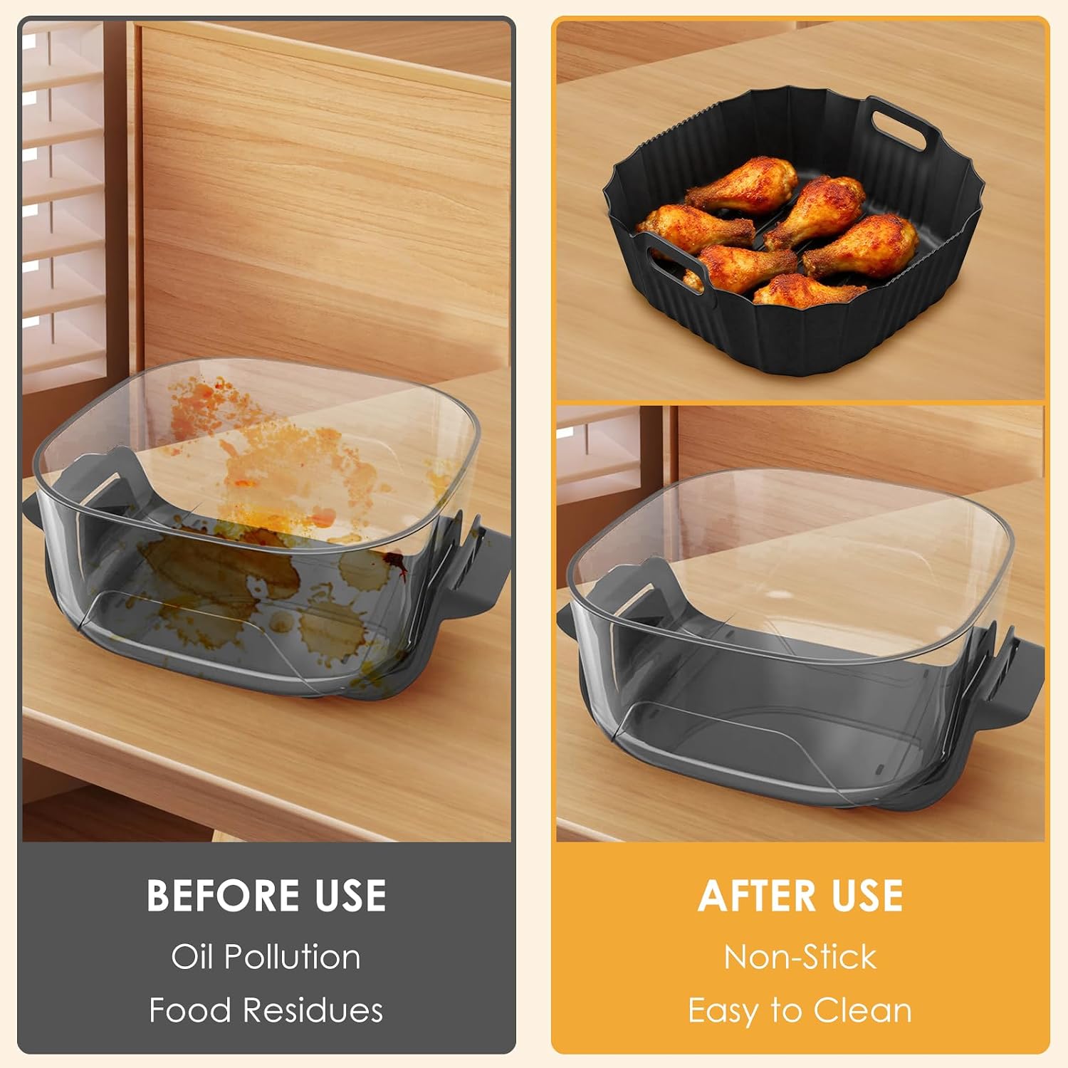 DBNESS 2 PCS Silicone Air Fryer Liners for Ninja Crispi 4 QT & 6 Cup Containers, Anti-Slip Silicone Heat Resistant Mat, Reusable Air Fryer Accessories Compatible with Ninja Crispi  thumbnail 4