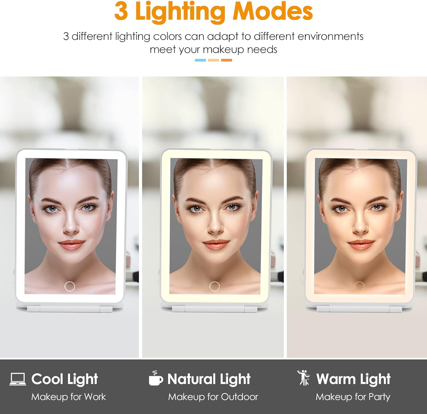 Miroir maquillage de voyage rechargeable DenCert