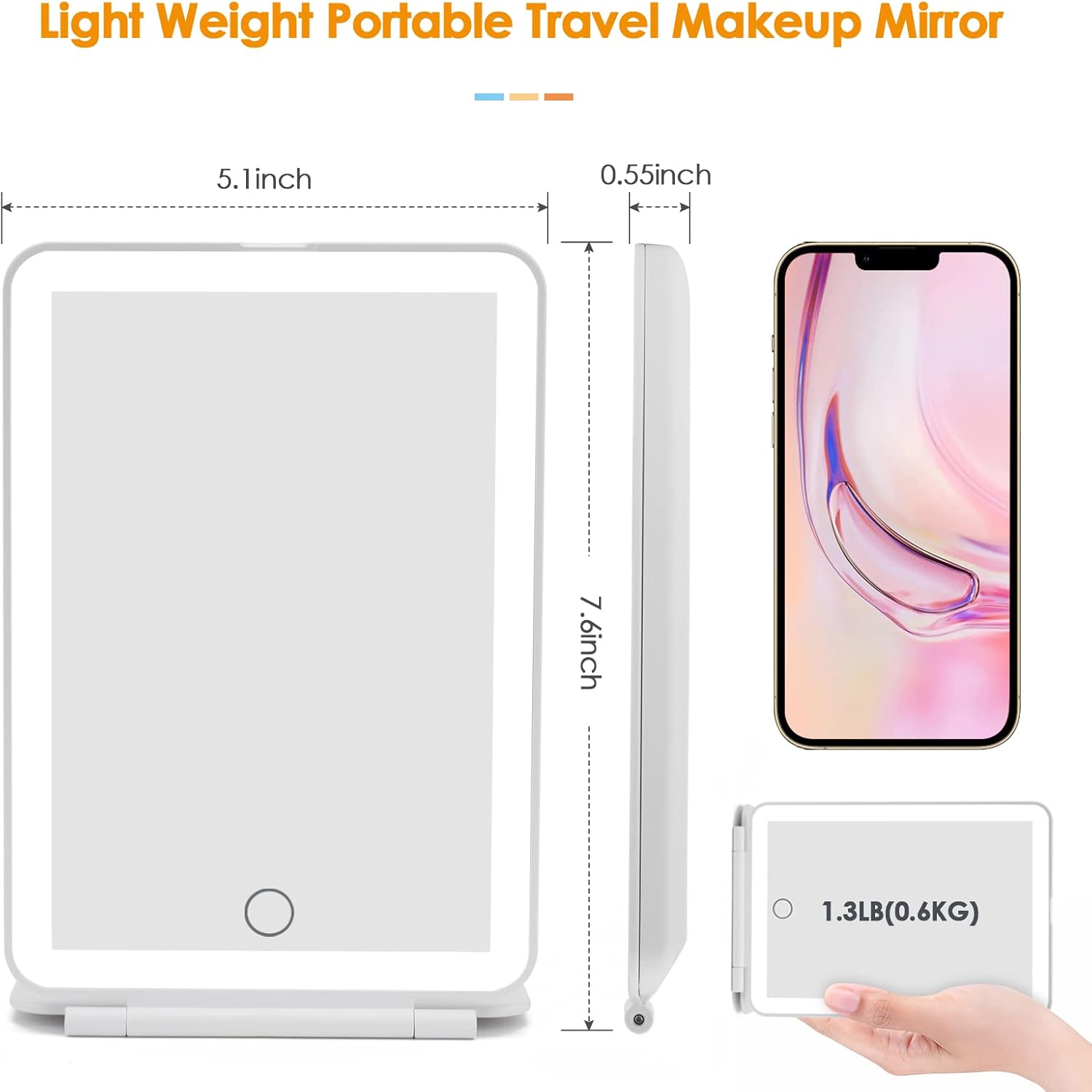Miroir maquillage de voyage rechargeable DenCert