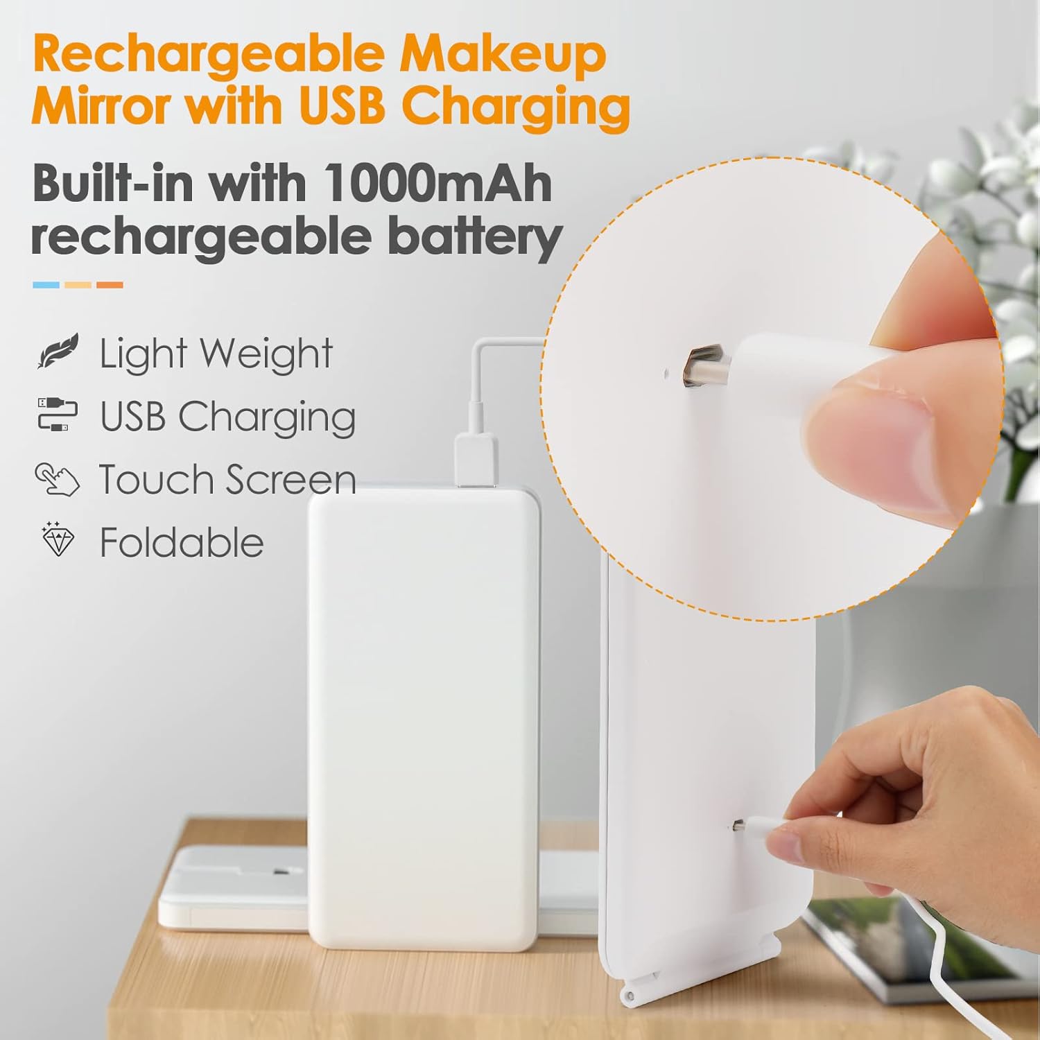 Miroir maquillage de voyage rechargeable DenCert thumbnail 5