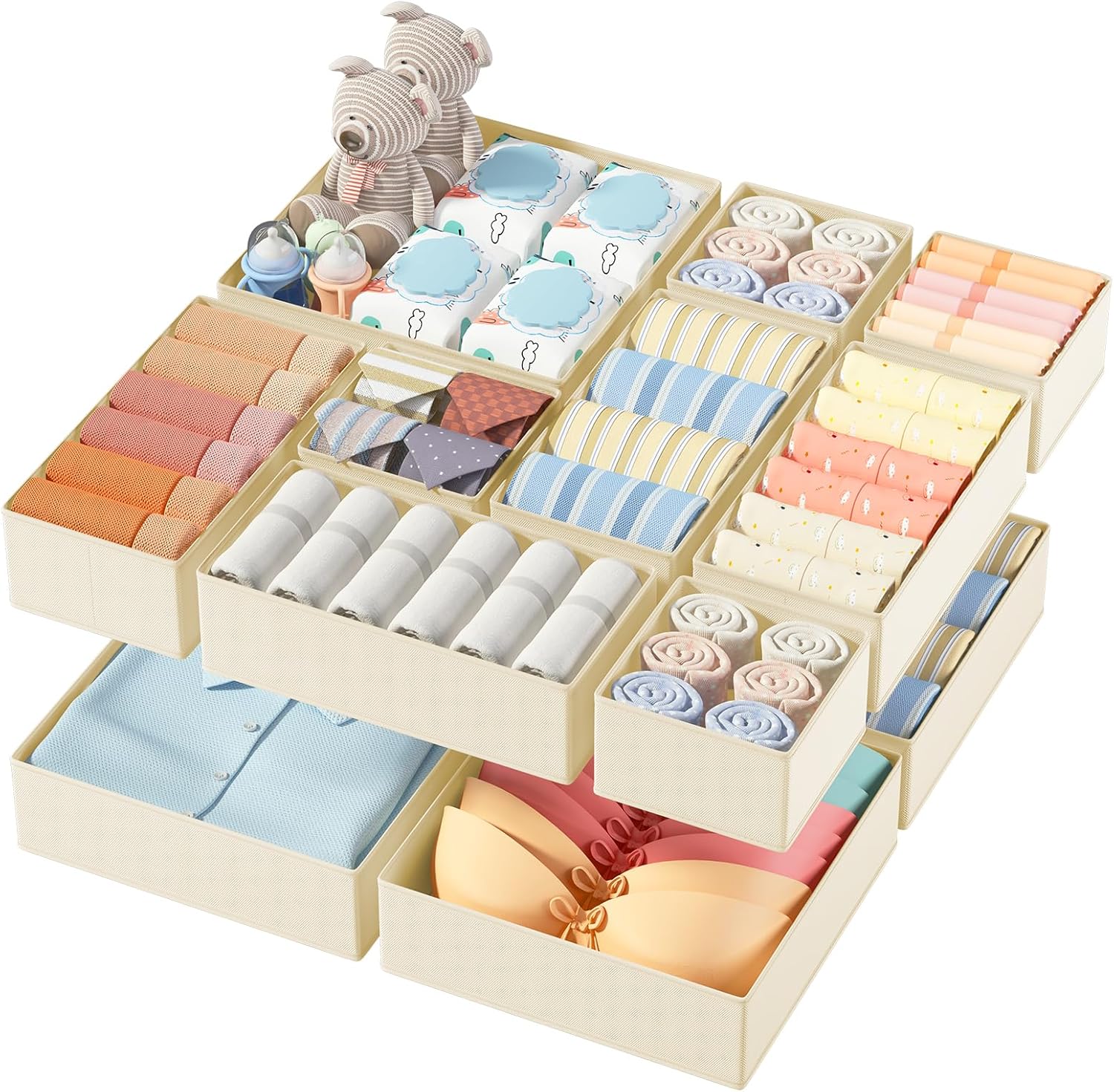 Organisateurs de tiroir DIMJ en tissu, lot de 12