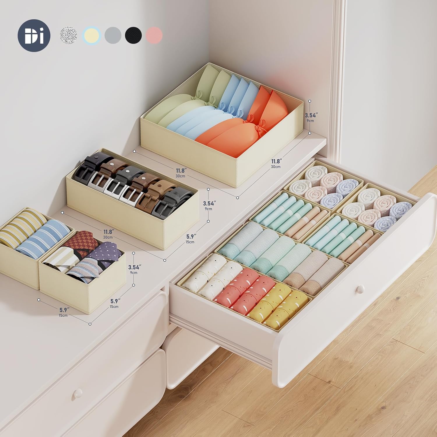 Organisateurs de tiroir DIMJ en tissu, lot de 12