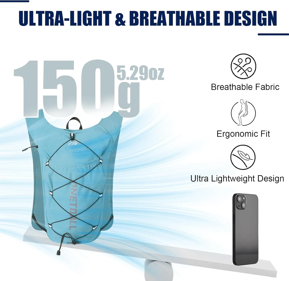 Running Vest for Women & Men, Lightweight 150g Hydration Backpack