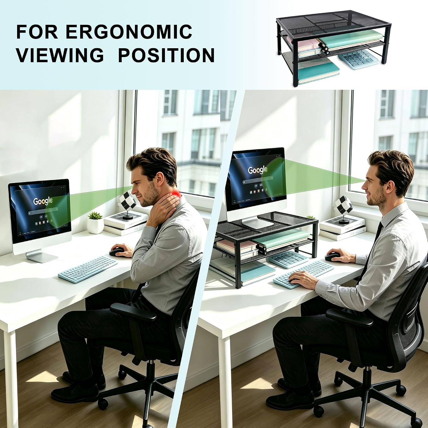 EASEPRES Mesh Desk Monitor Stand Riser for Computer, Printer, Black 1 pack thumbnail 5