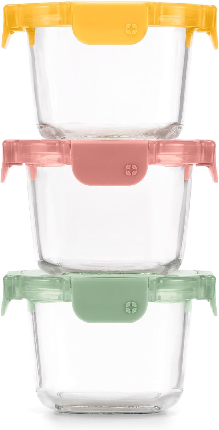 Ello Color Lock 2 Cup 6PC, 3 Pack Glass Meal Prep Sets Leak-Proof Glass Food Storage Containers with Airtight BPA-Free Plastic Lids, Dishwasher, Microwave, and Freezer Safe, Desert thumbnail 1