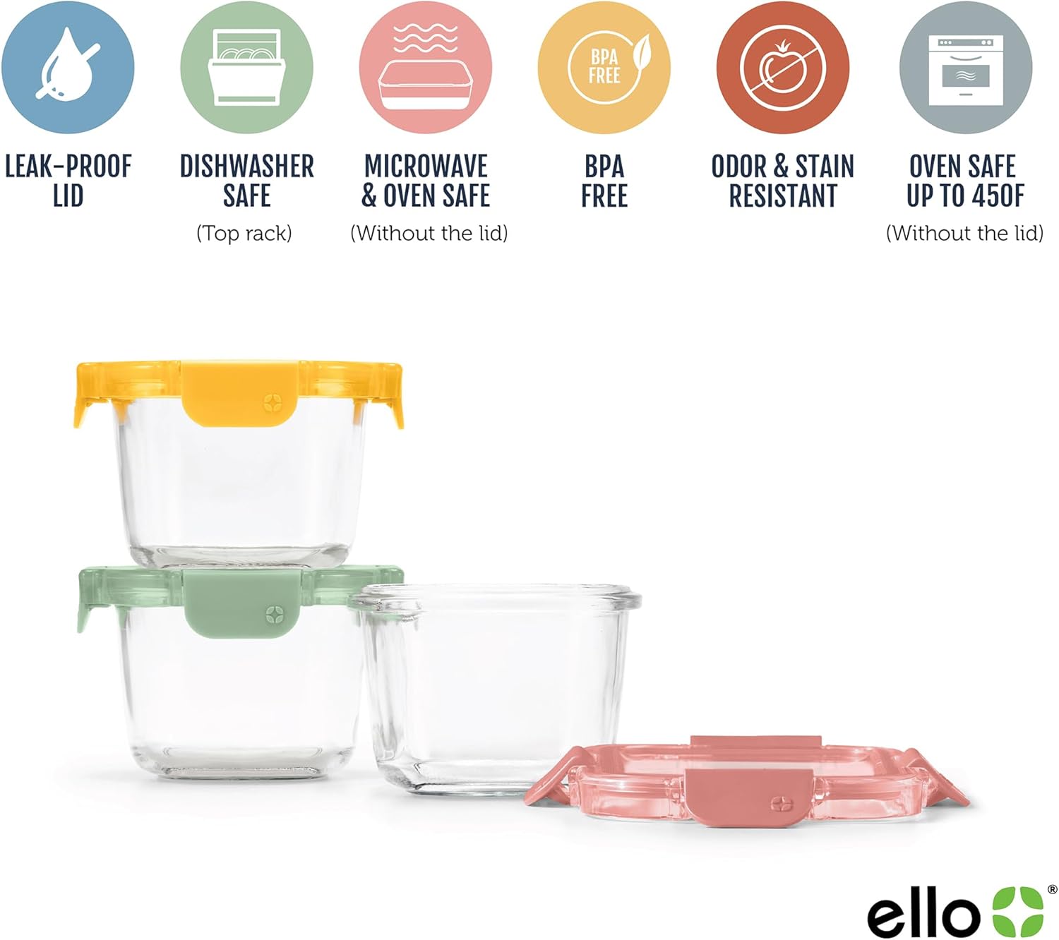 Ello Color Lock 2 Cup 6PC, 3 Pack Glass Meal Prep Sets Leak-Proof Glass Food Storage Containers with Airtight BPA-Free Plastic Lids, Dishwasher, Microwave, and Freezer Safe, Desert thumbnail 3