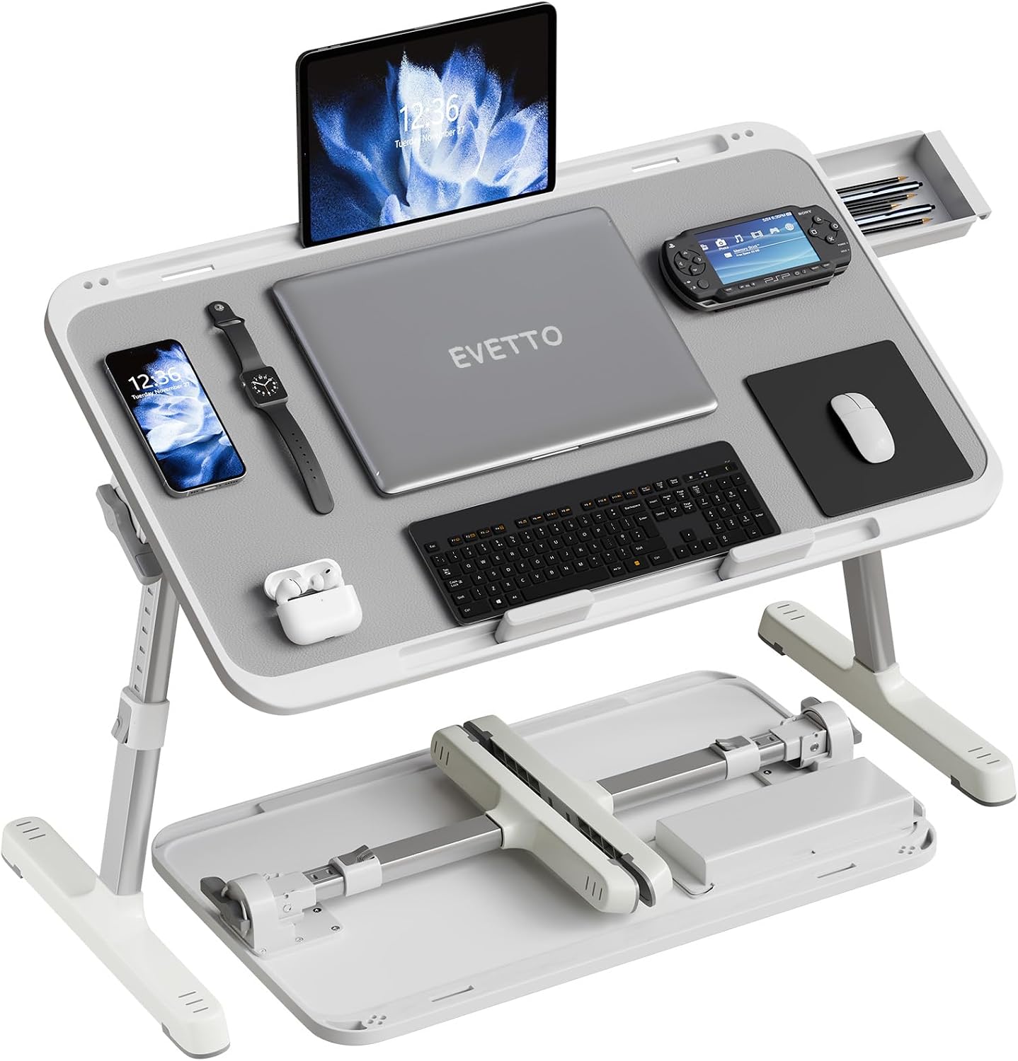 Adjustable Laptop Lap Desk, EVETTO X-Large Foldable Bed Table Tray thumbnail 1