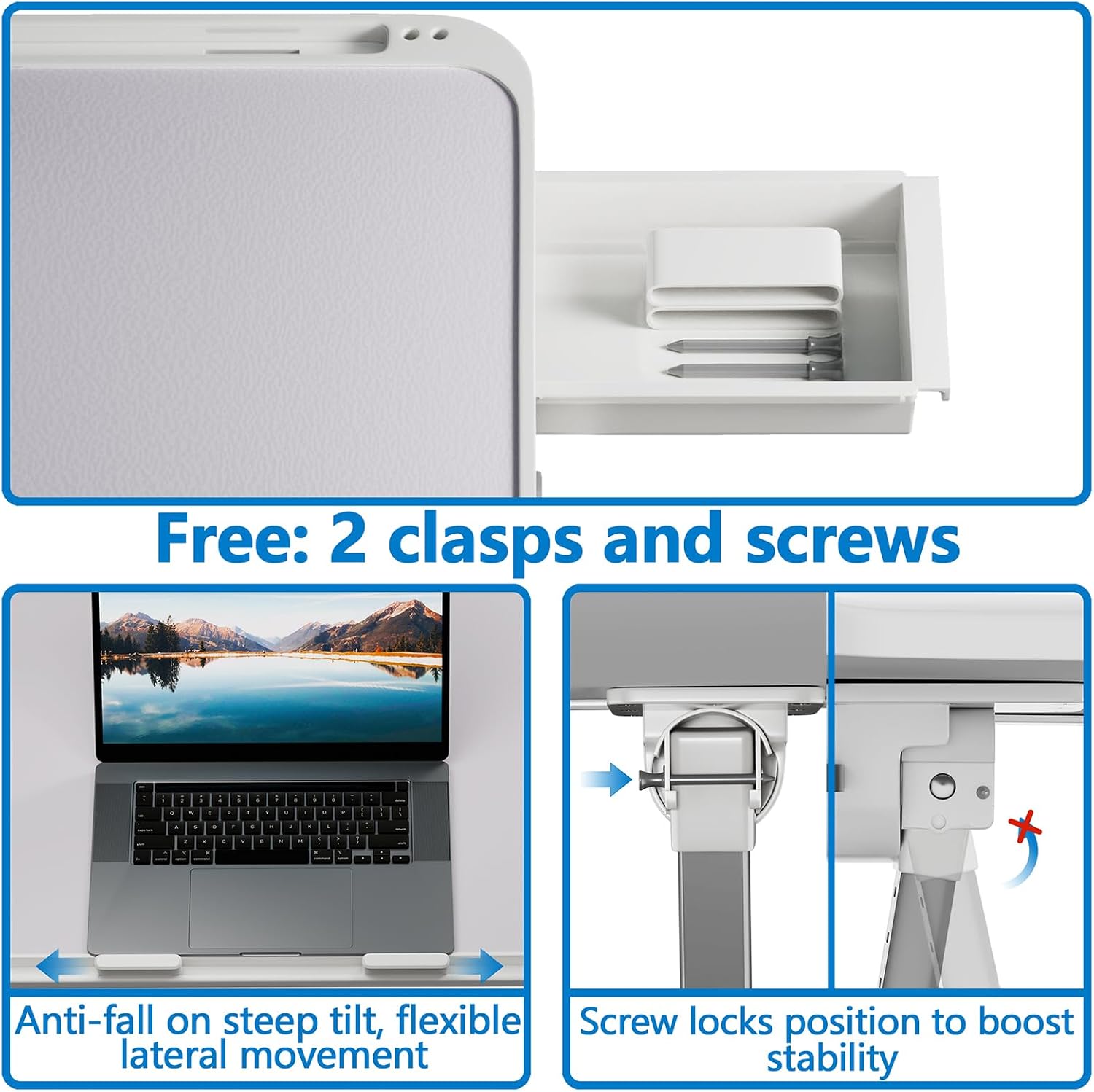Adjustable Laptop Lap Desk, EVETTO X-Large Foldable Bed Table Tray thumbnail 4