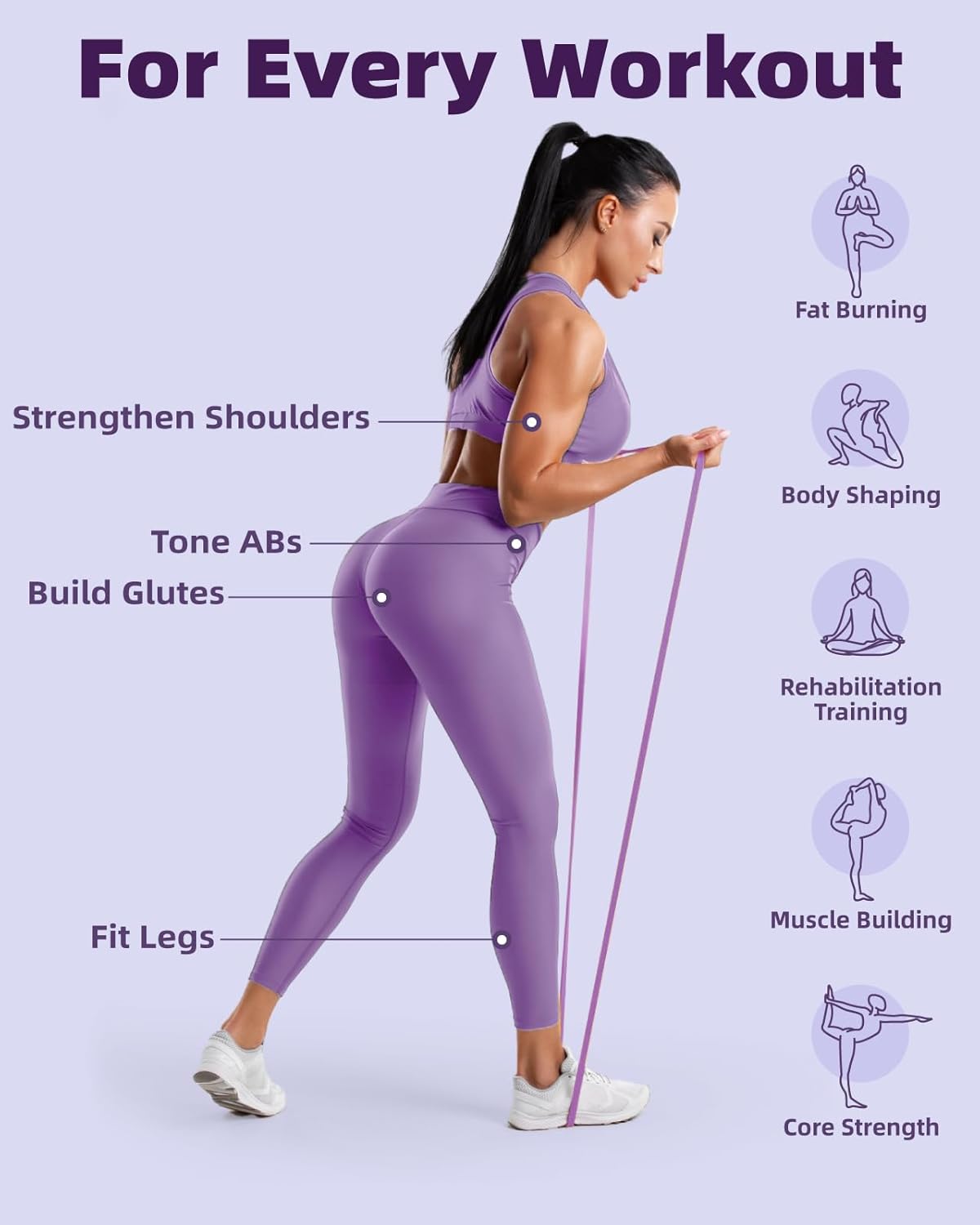Fitense Resistance Bands Set - Pull Up Bands for Men Women, Workout Bands Resistance with Door Anchor, Training Poster & Pouch, Exercise Bands for Stretching/Therapy/Home Gym/Fitness