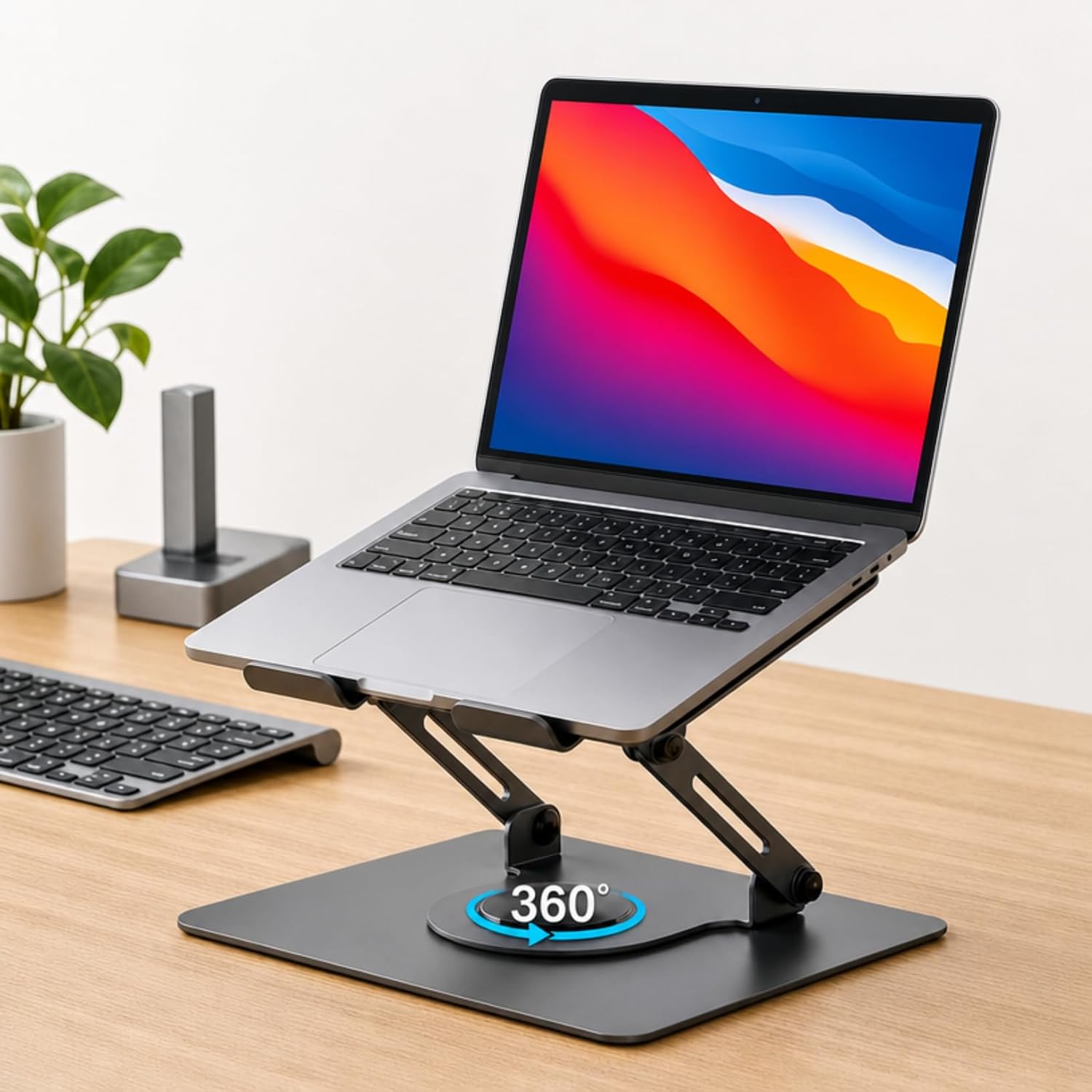 GPlus+ Laptop Stand with 360 Rotating Base, Ergonomic Adjustable Notebook Riser Holder Compatible with All Laptops thumbnail 1