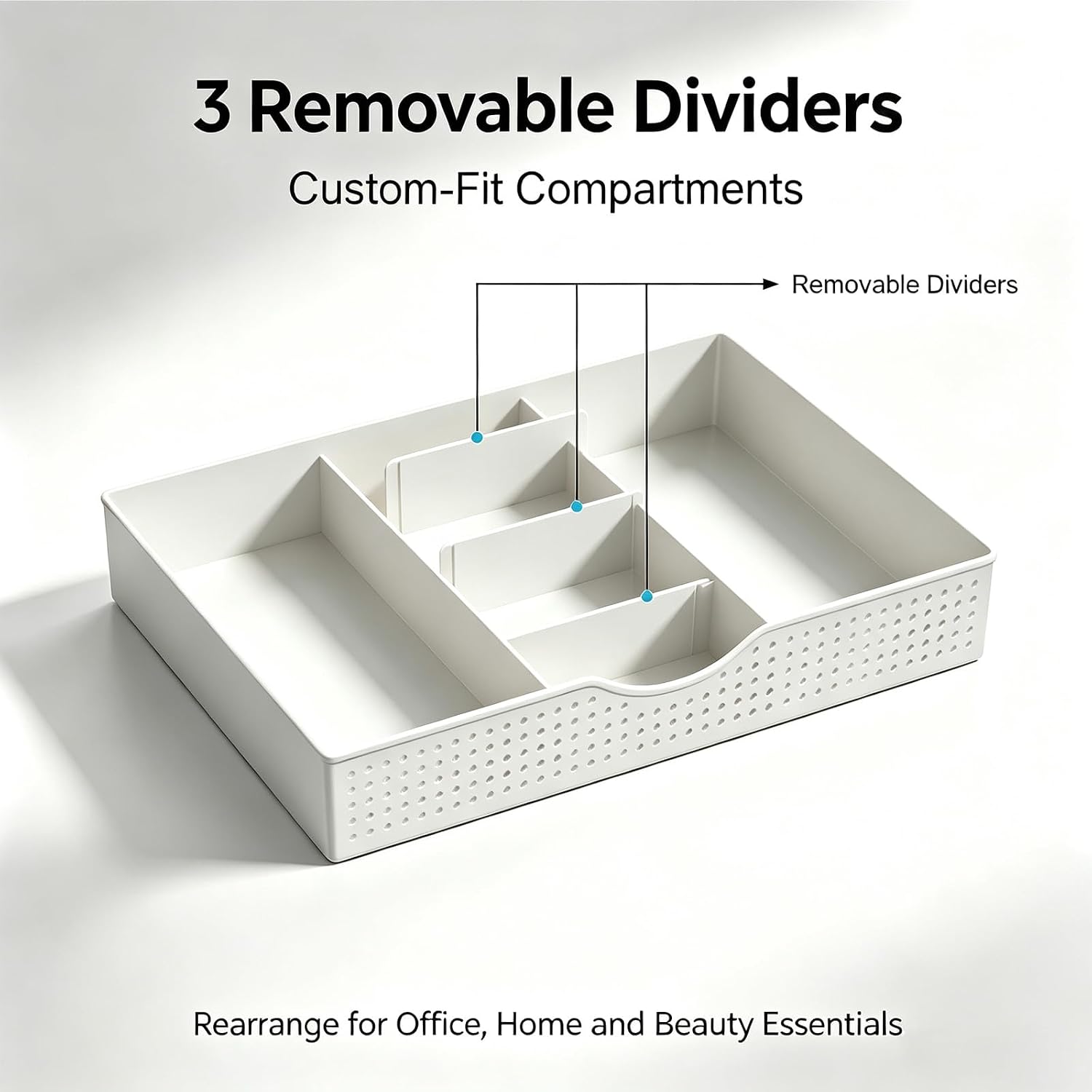 gianotter Desk Organizers and Accessories, Monitor Stand with Drawer and 2 Pen Holder, Desktop Organizer Suitable for Offices and Dormitories (White-Plain) thumbnail 4