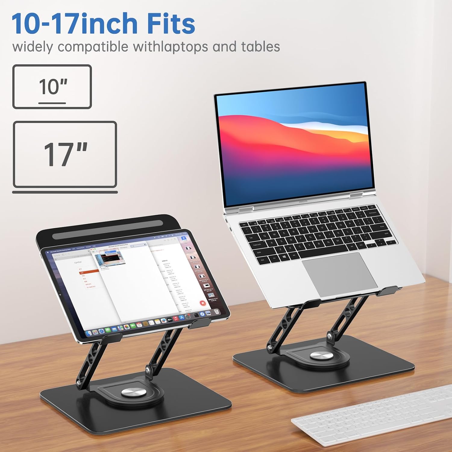Laptop Stand for Desk Adjustable Computer Stand with 360 Rotating Base Ergonomic Laptop Riser Mount for Desk Foldable Protable Computer Desk Fits with MacBook Pro Air