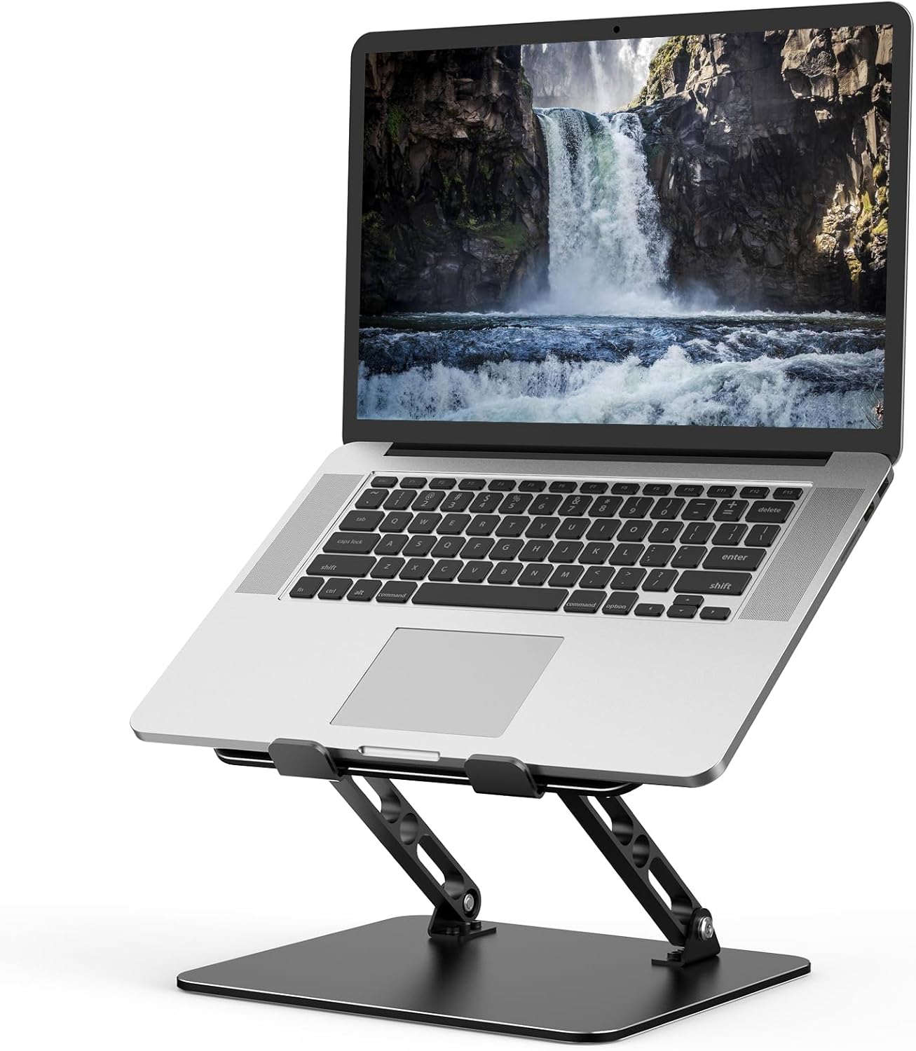 Adjustable Laptop Stand for Desk, Metal Foldable Laptop Riser, Portable Laptop Holder, Ventilated Cooling Computer Notebook Stand Compatible with 10-15.6” Laptops thumbnail 1