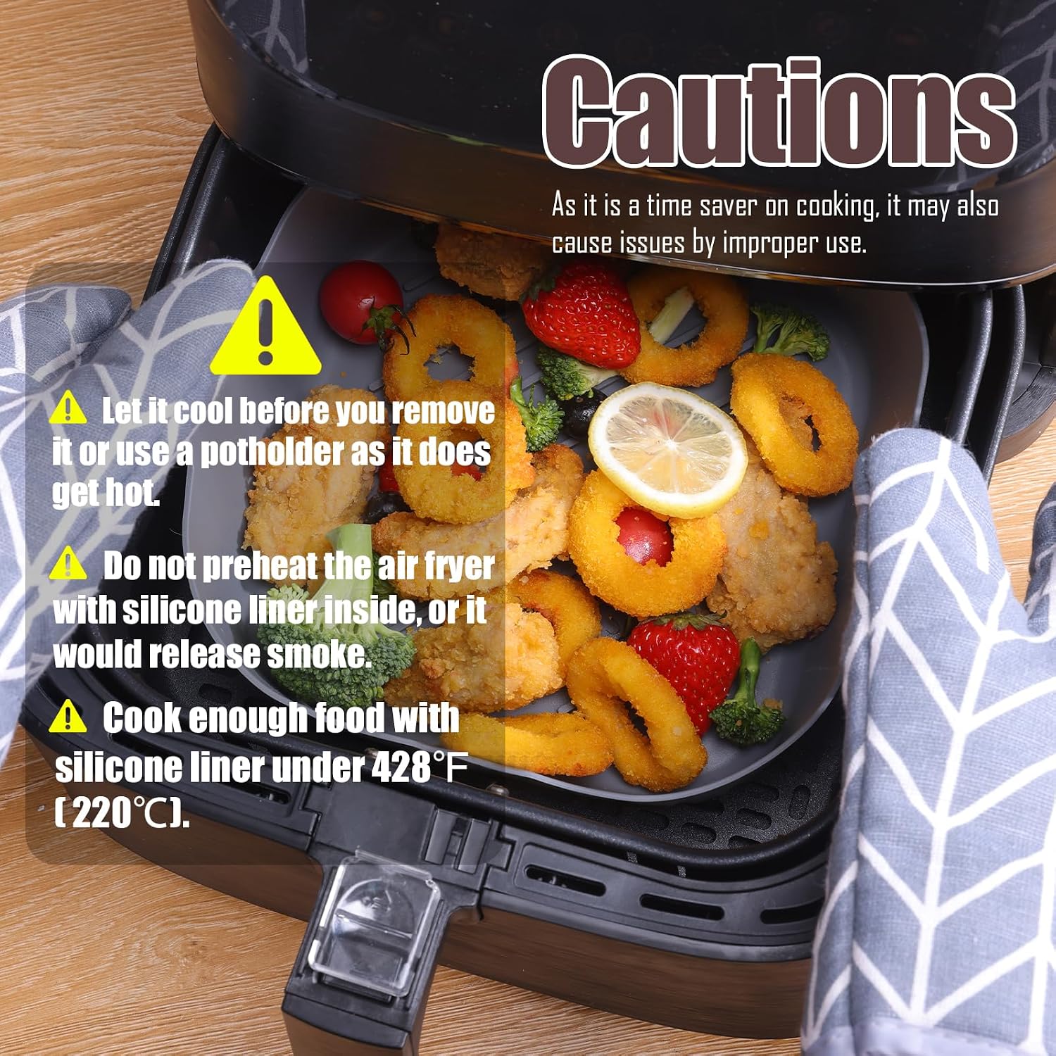 Golden Associate Silicone Liners Square for 8 to 8.5 In Air Fryer, 2 Pcs Non-stick Food-grade Reusable Silicone Pot Baking Tray Airfryer Accessories thumbnail 4